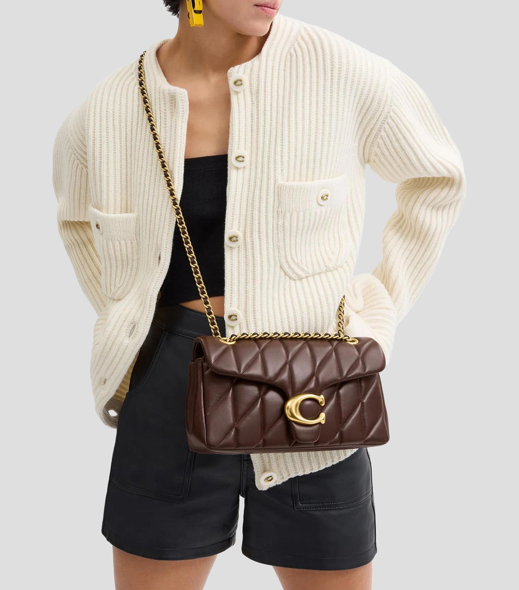 Bolsa shoulder en cuero capitonada Mujer