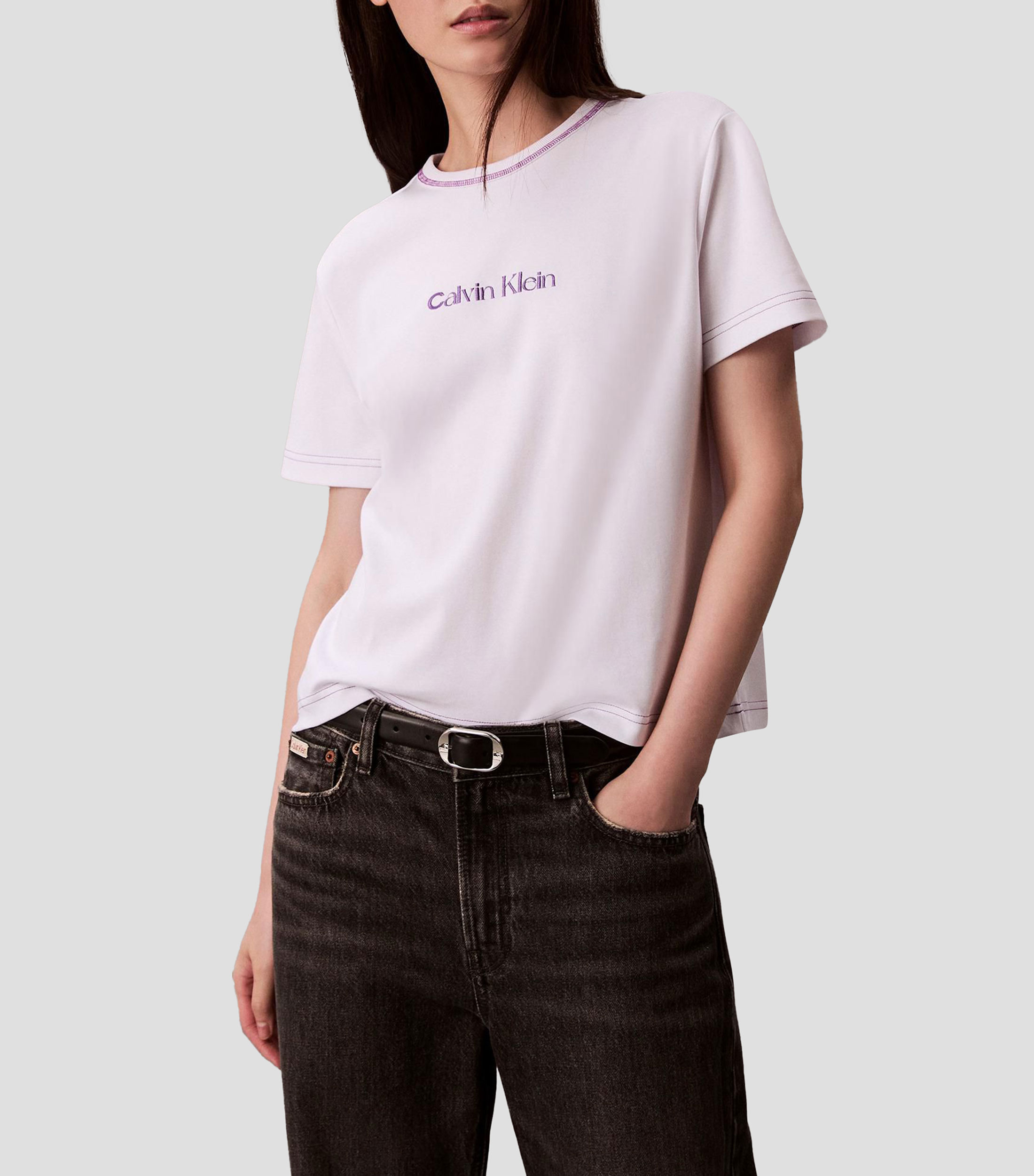 Playera cuello redondo manga corta lisa Mujer