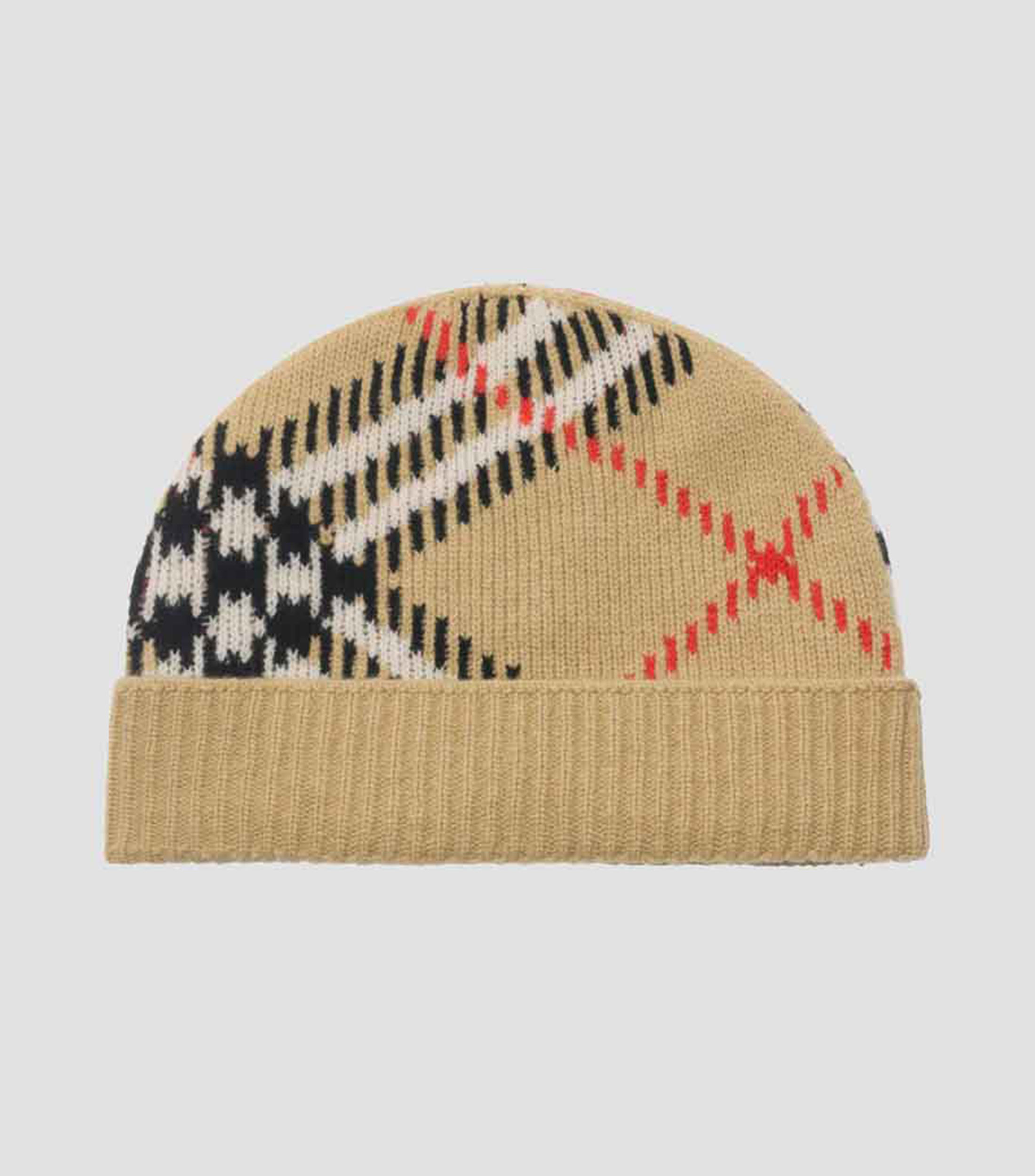 Gorro en tejido de punto a cuadros Hombre