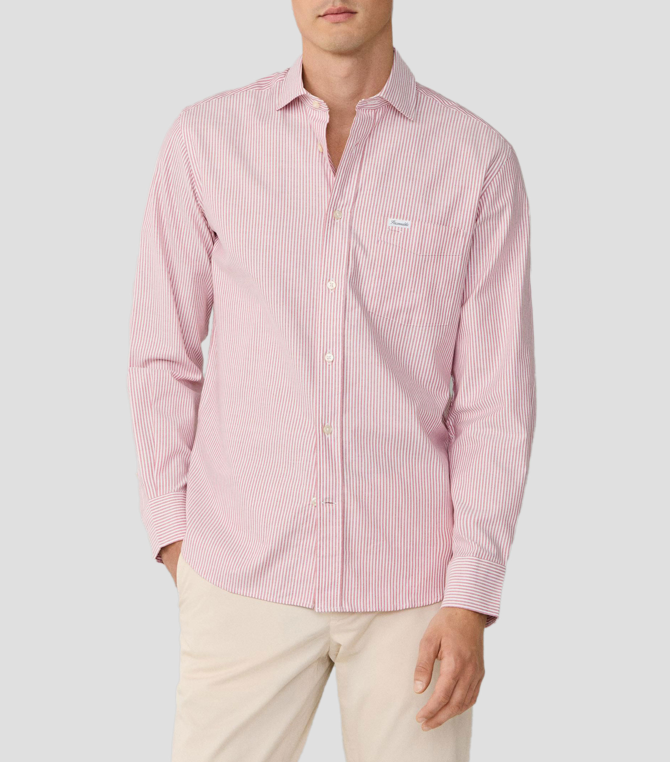 Camisa de rayas con manga larga Hombre