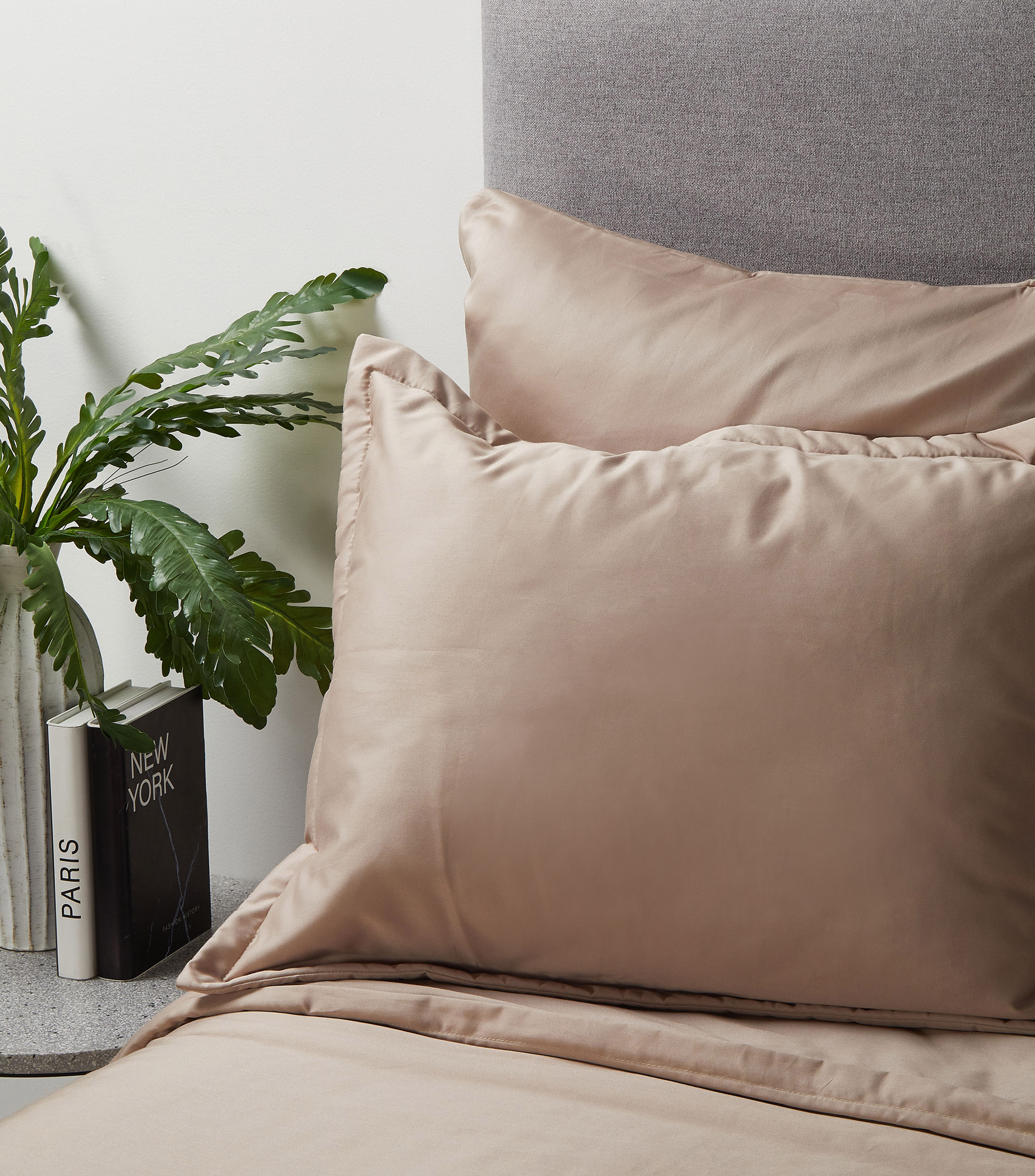 Funda para Almohada Estándar en Algodón Beige