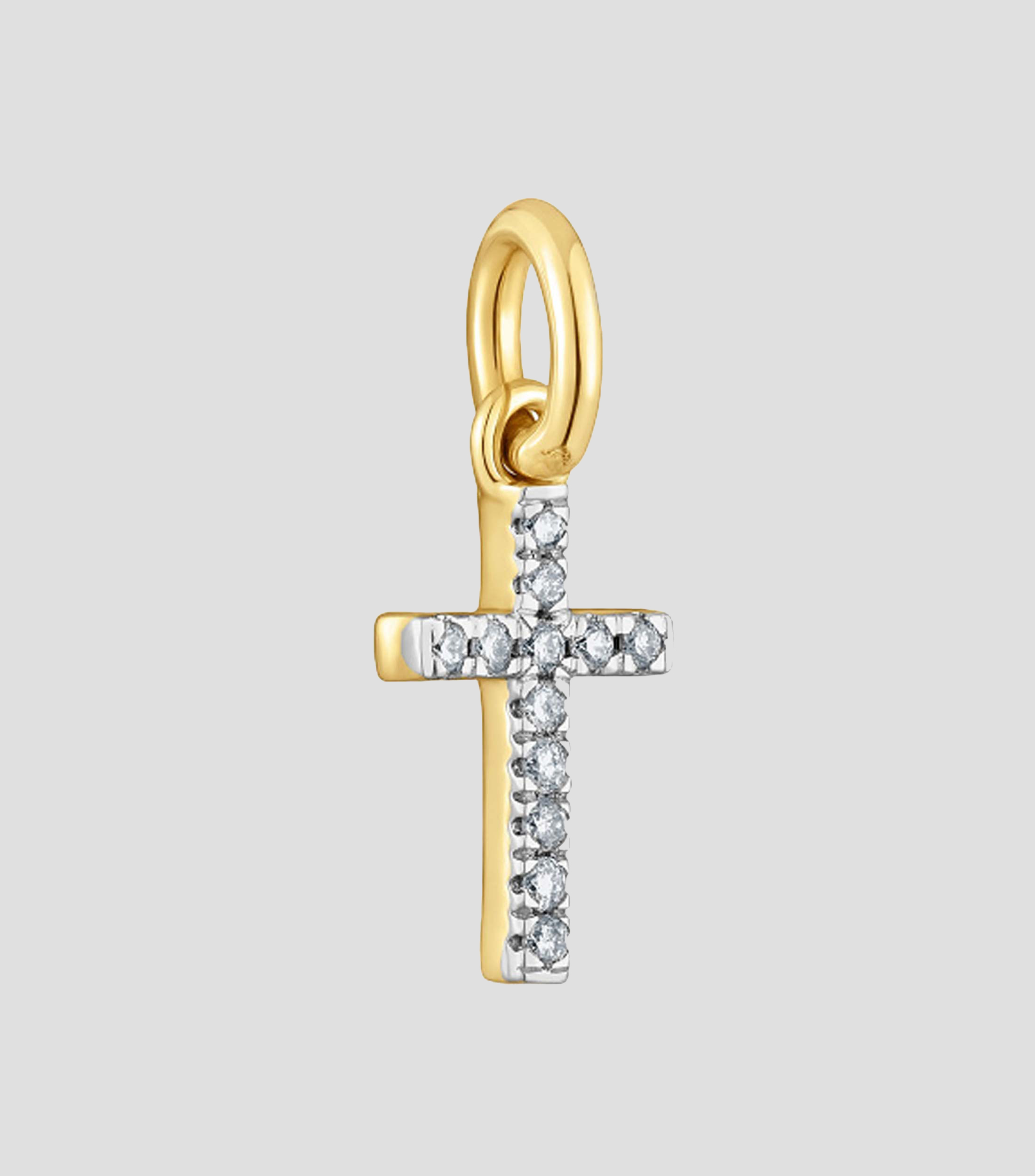 Dije Basics cruz pequena en oro amarillo de 18 kilates y diamantes Mujer