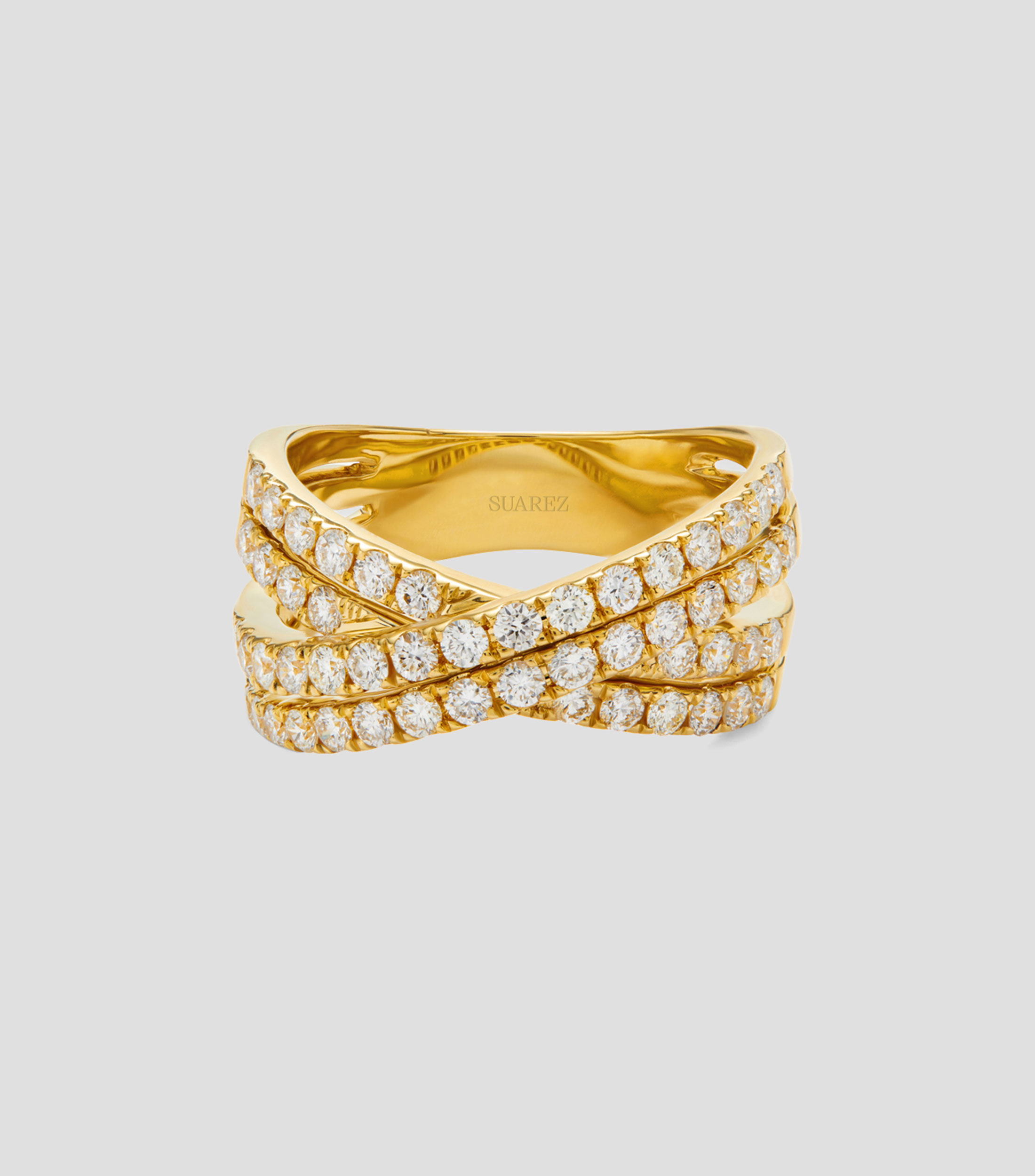 Anillo doble en Oro amarillo de 18 Kilates con diamantes Mujer