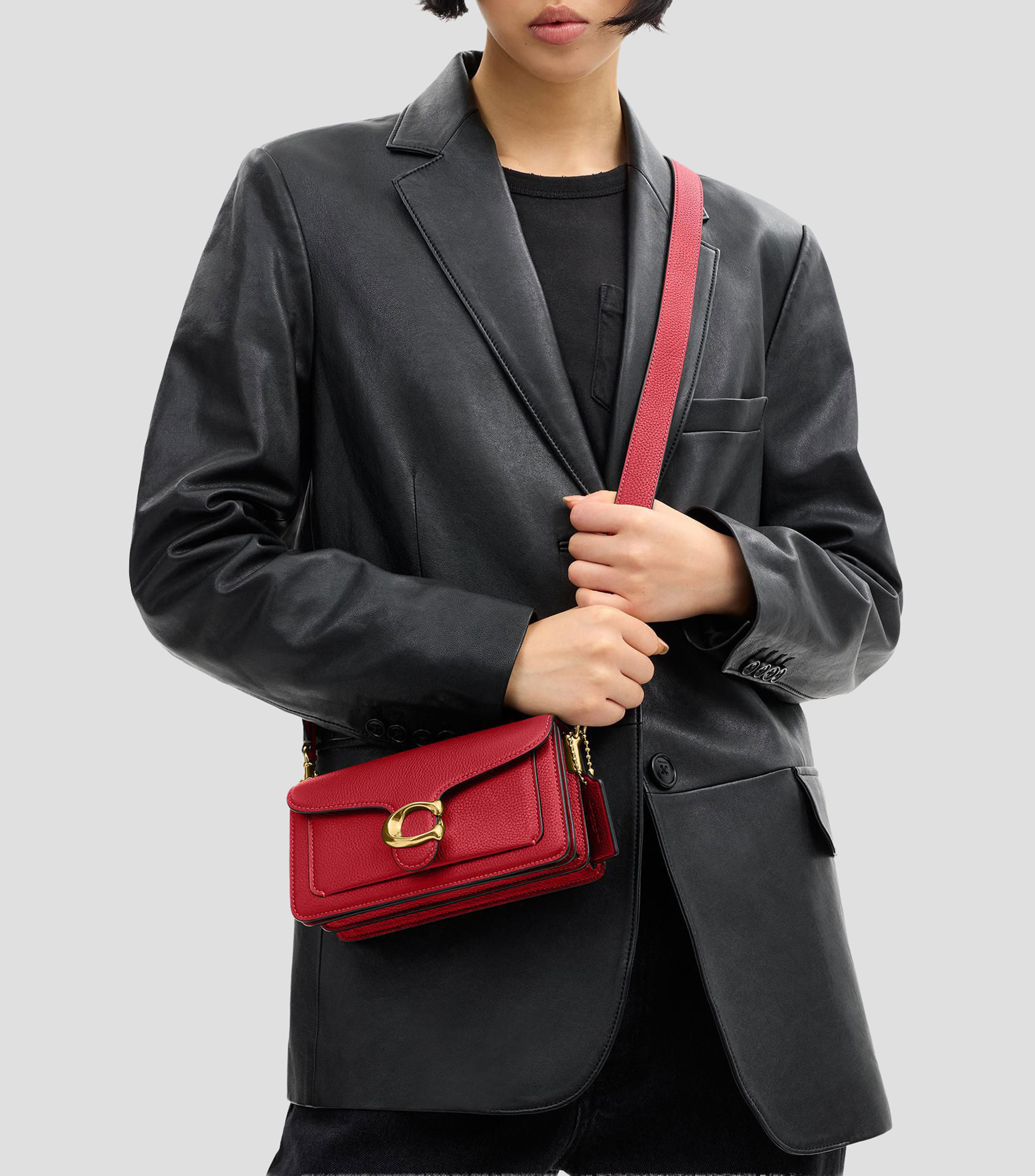 Bolsa crossbody roja en piel Shoulder Tabby Bag 20 diseño liso Mujer