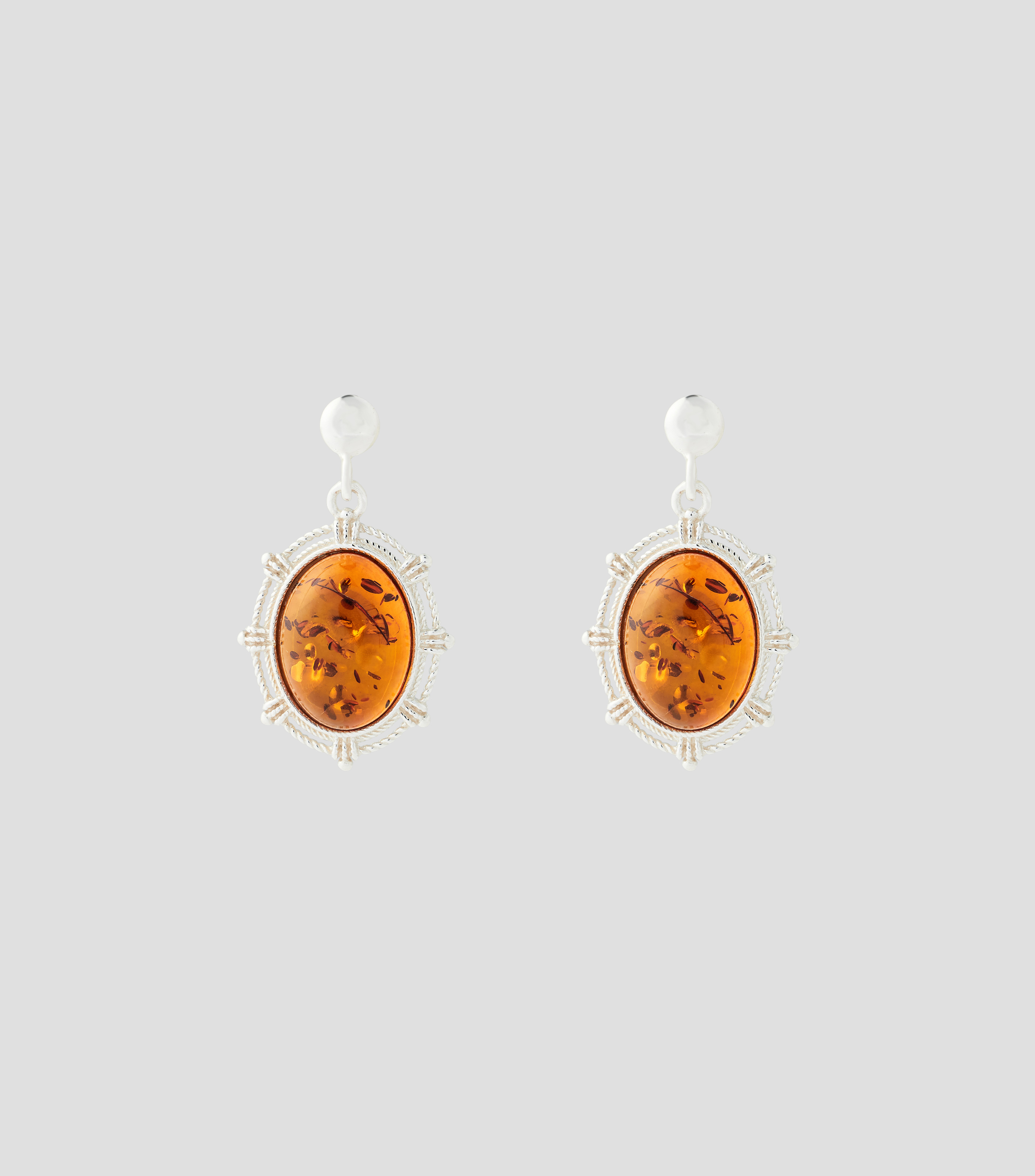Aretes en Plata .925 con ámbar báltico Mujer