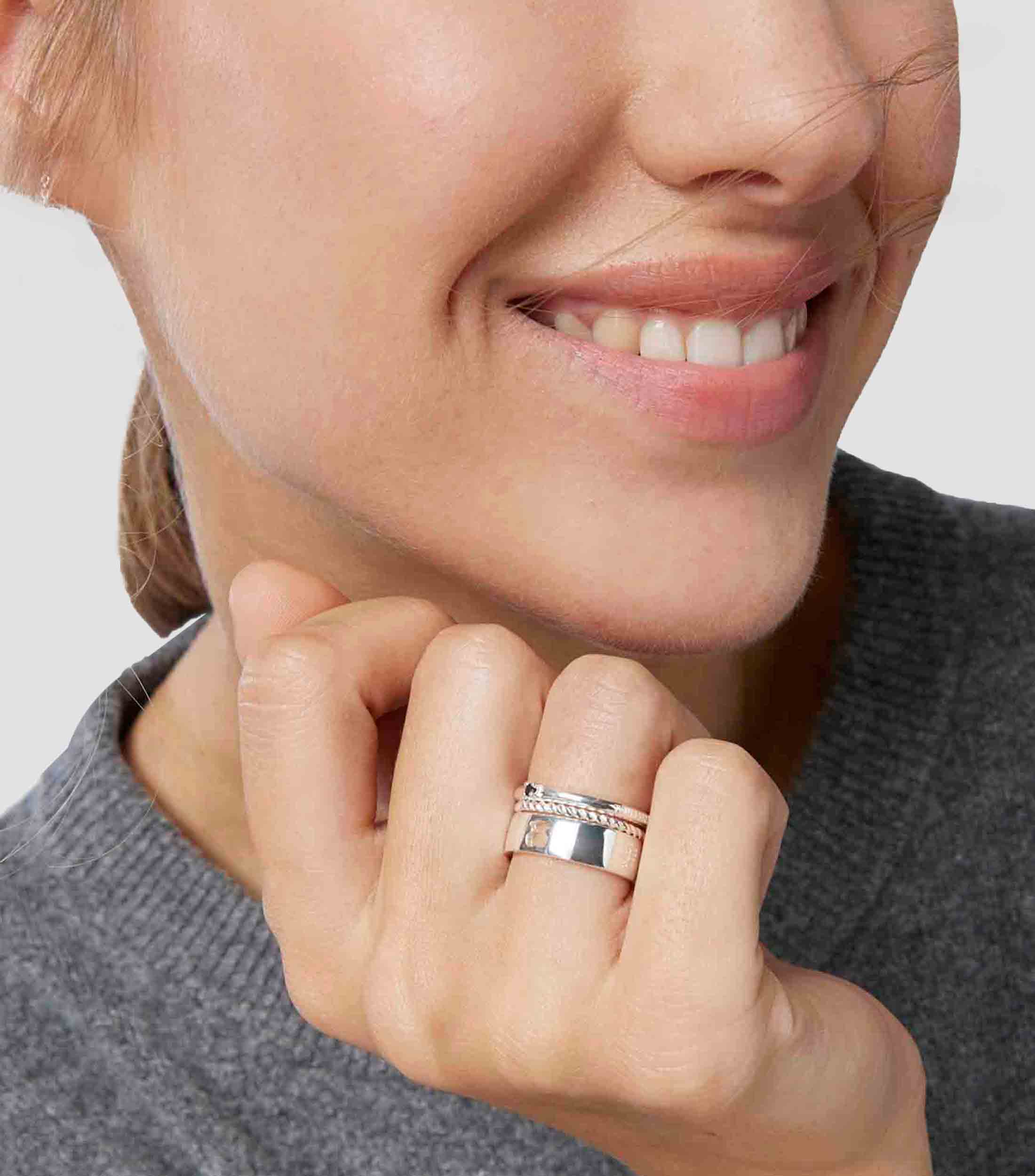 Set 3 anillos en plata Ring Mix con espinela Mujer