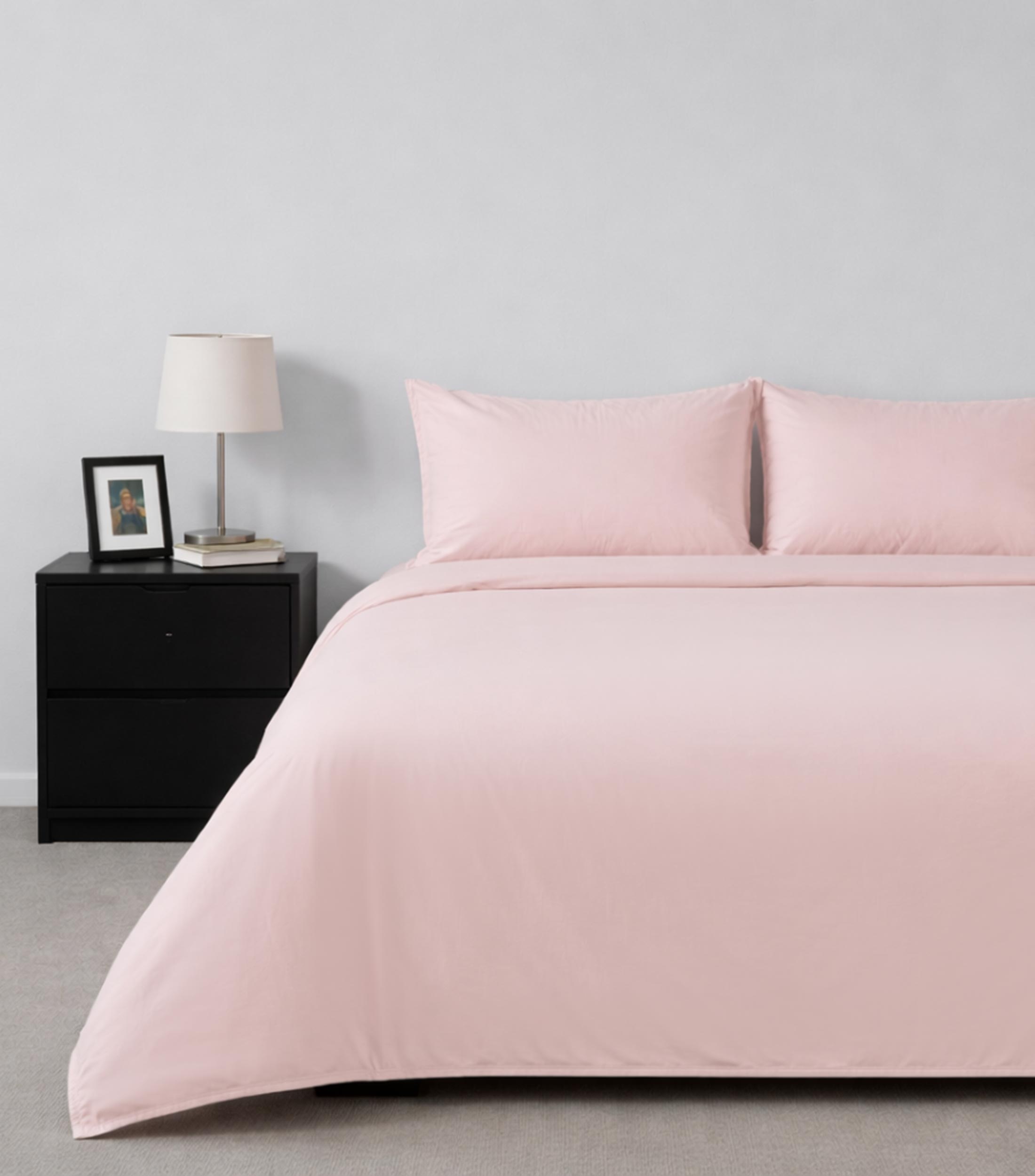 Juego de Funda para Duvet Matrimonial de Algodón Rosa