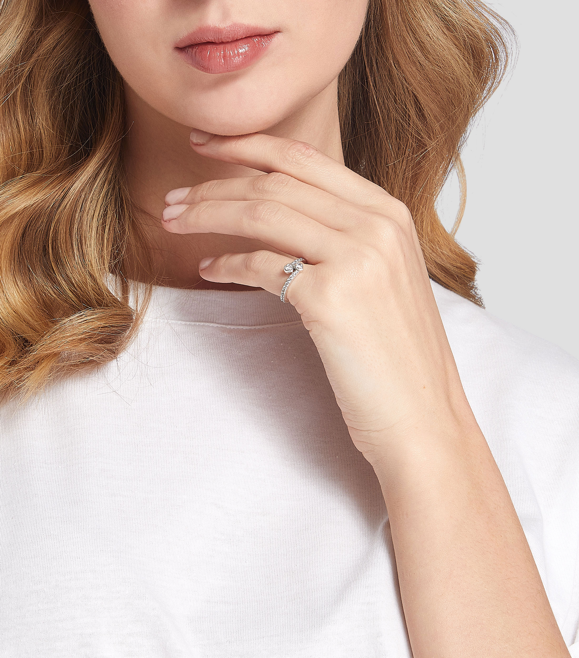 Anillo en Plata .925 Corazones con Circonias Mujer Talla: 48