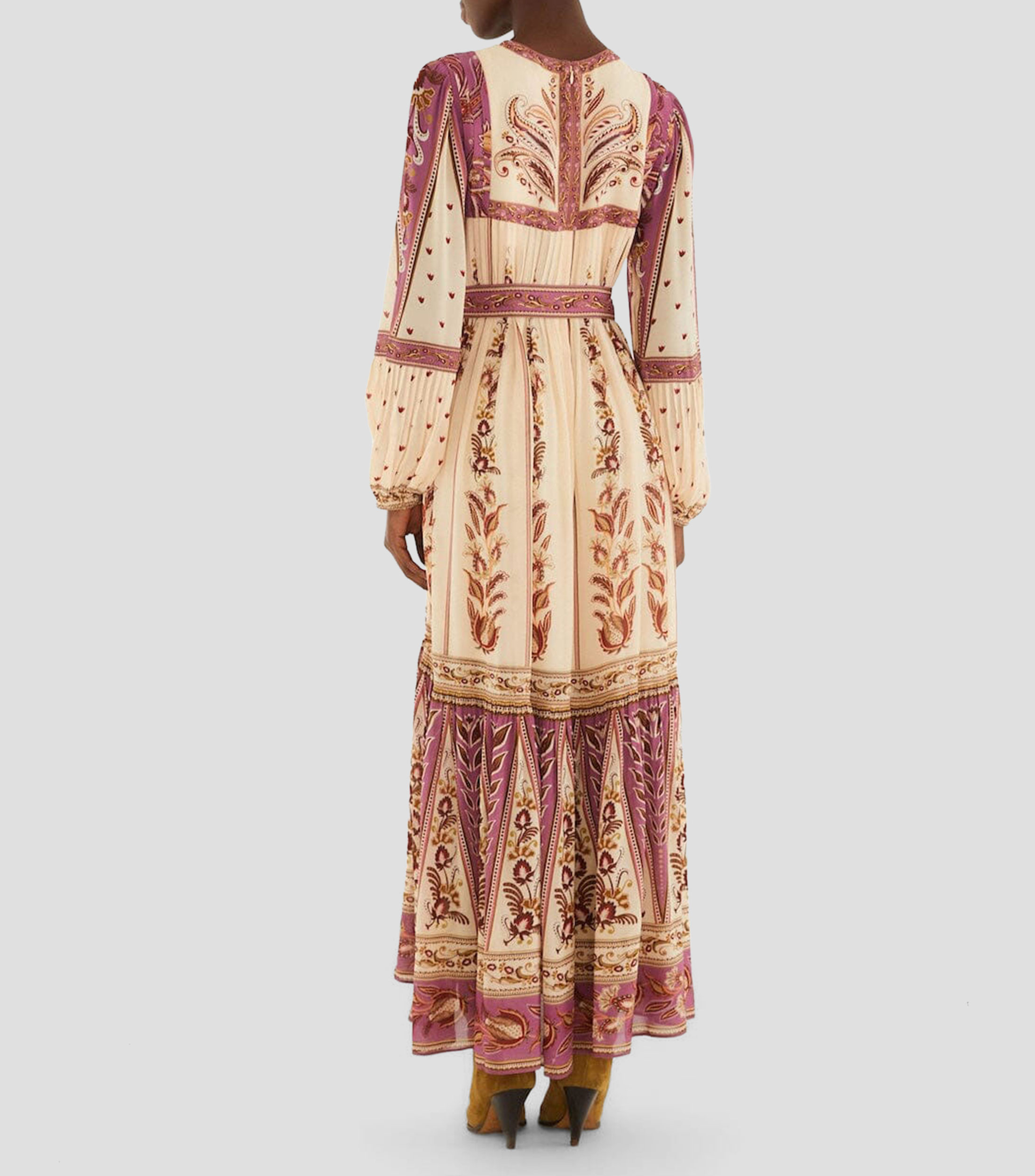 Vestido largo manga larga estampado Mujer