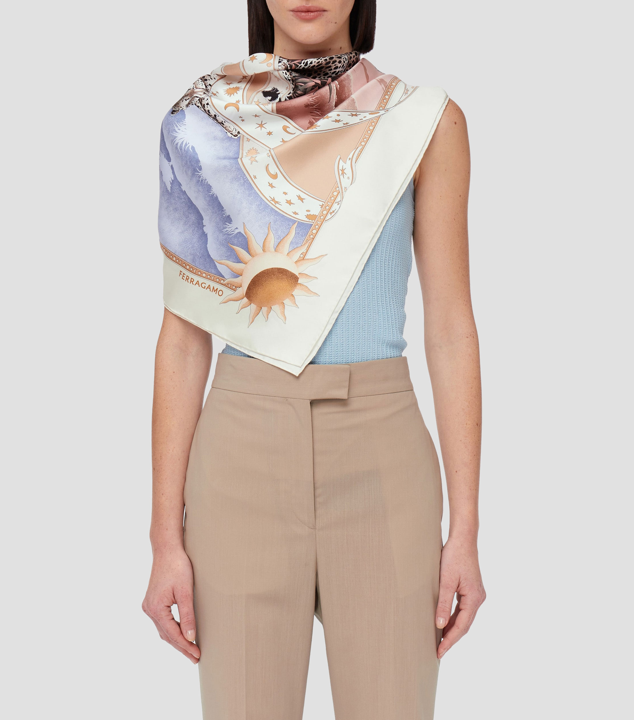 Pañuelo de seda estampado Day & Night Mujer