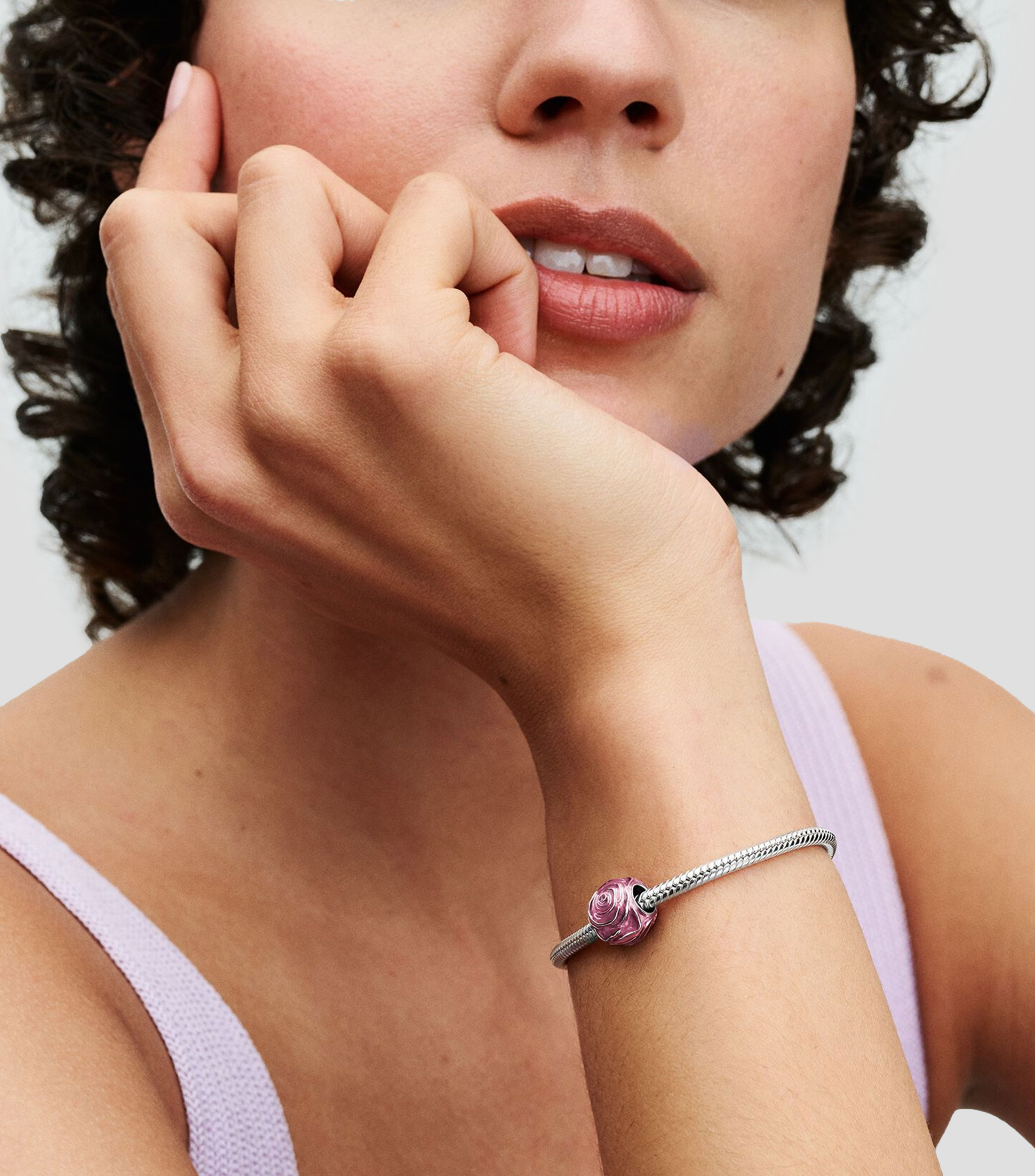 Charm en Plata .925 Rosa Floreciendo a Dos Tonos Mujer
