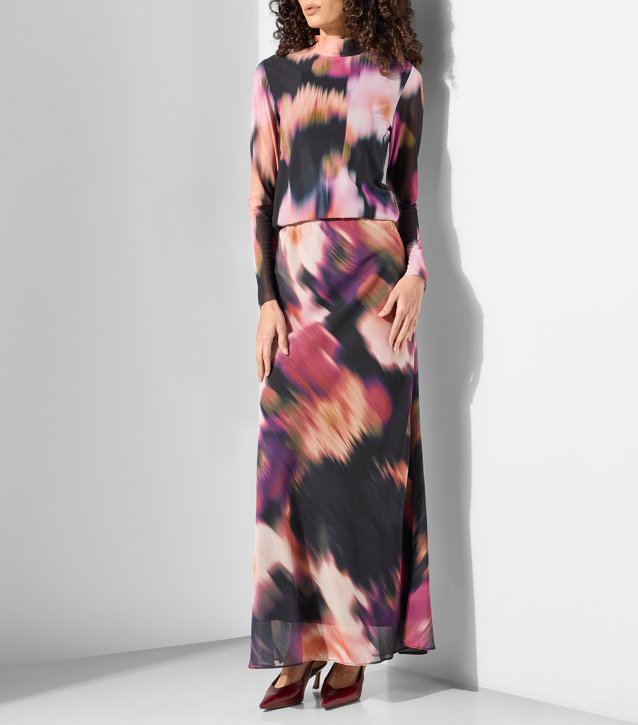 Falda maxi de corte recto estampada Mujer