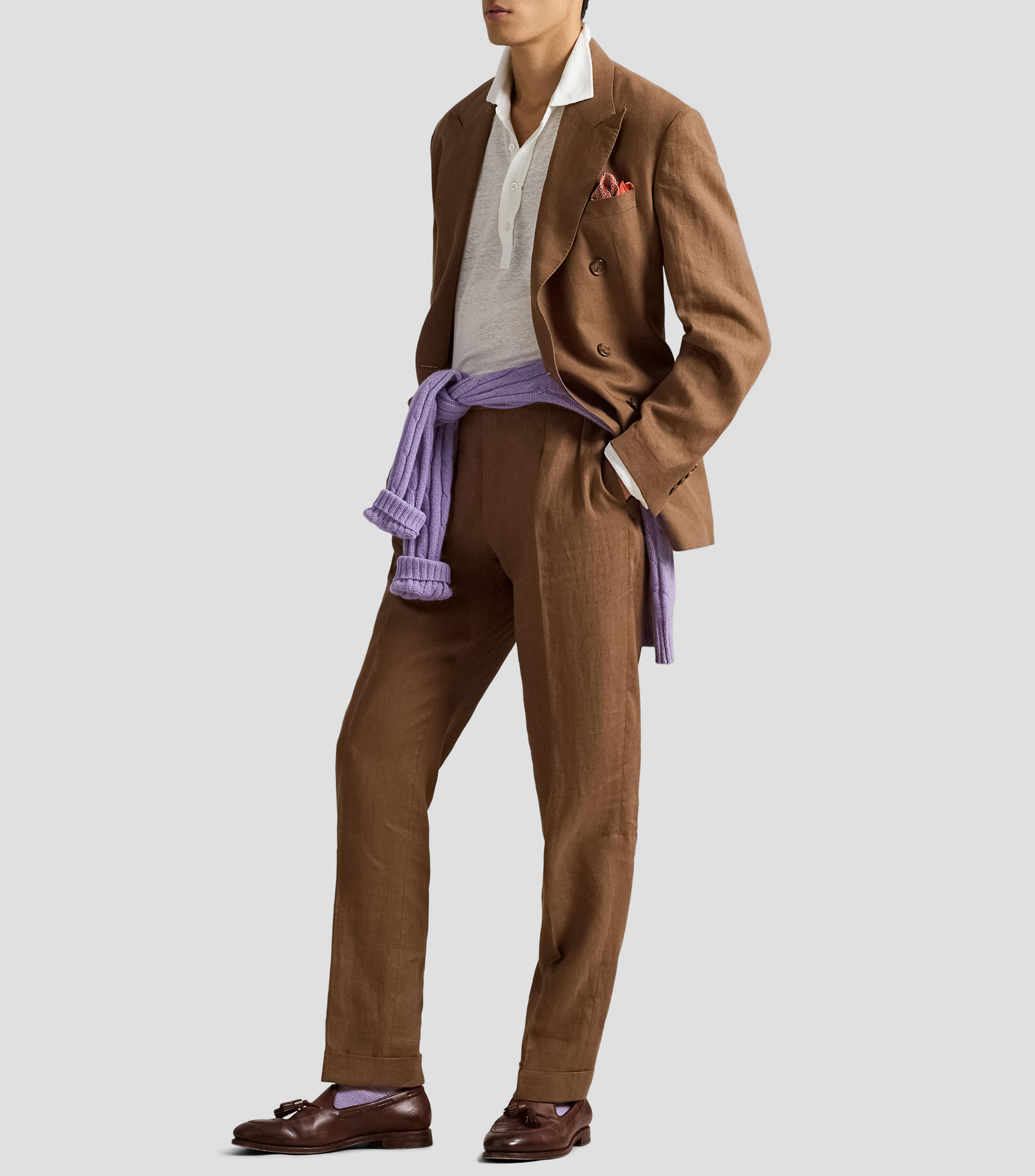 Pantalón de lino plisado Hombre