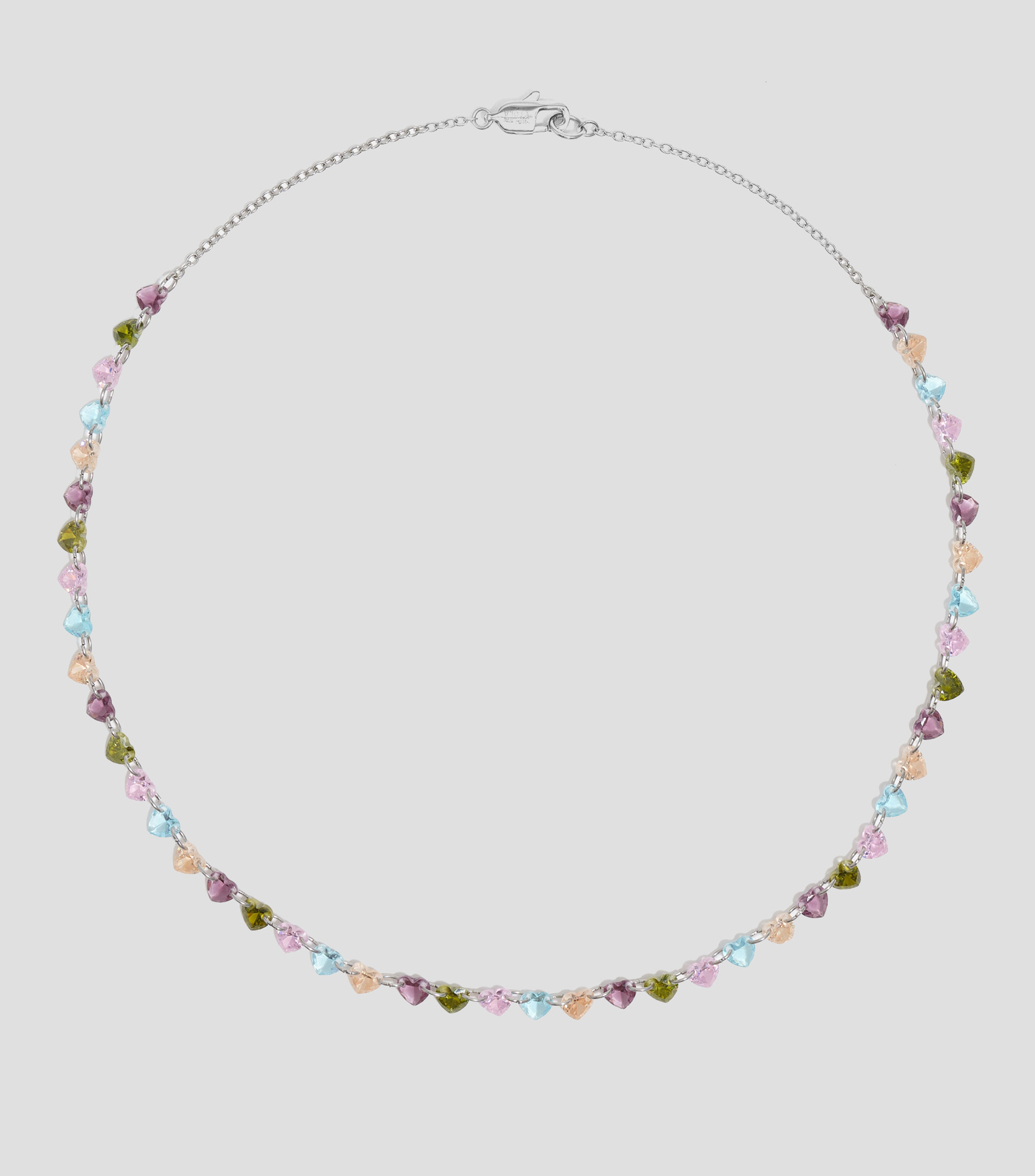 Collar corazones cristales multicolor plateado Mujer
