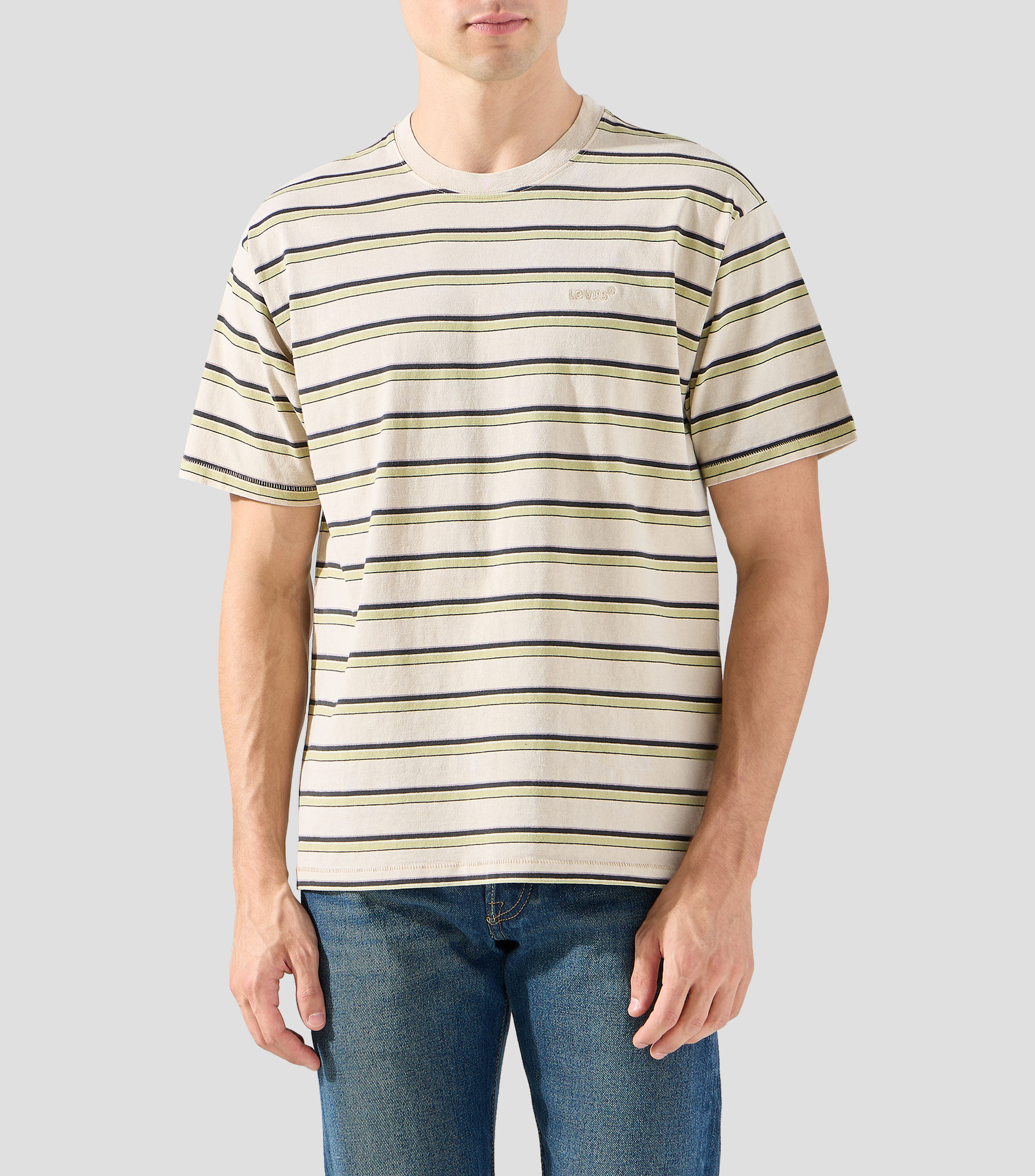 Playera cuello redondo manga corta con líneas Hombre