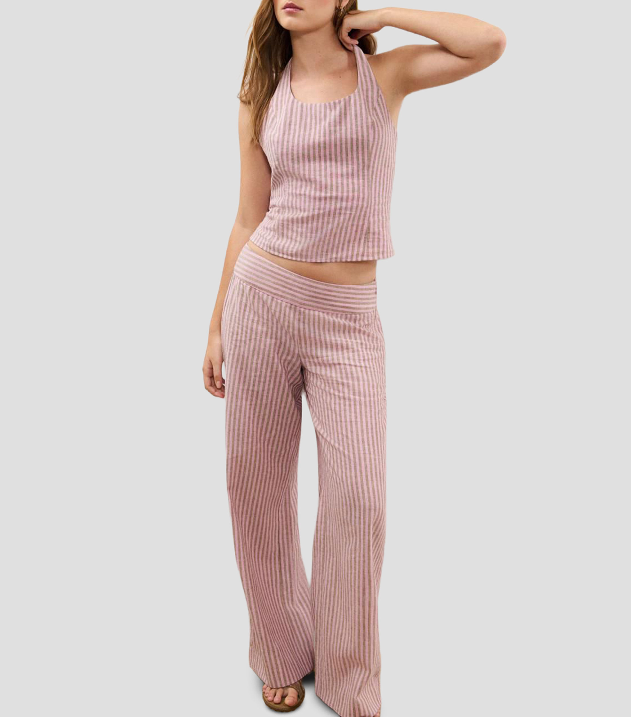 Blusa rayas sin mangas Mujer
