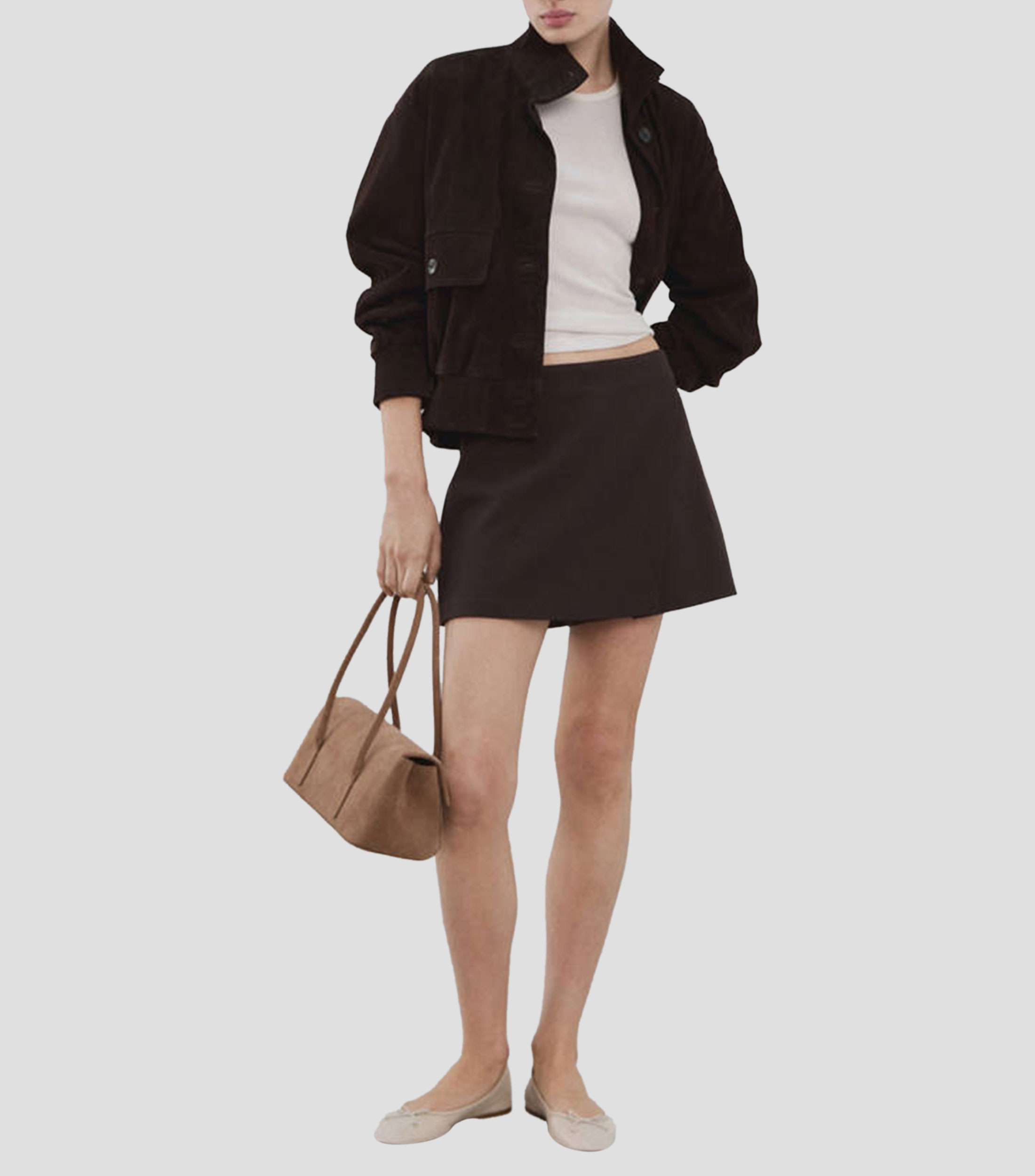 Falda short corta de corte regular lisa Mujer