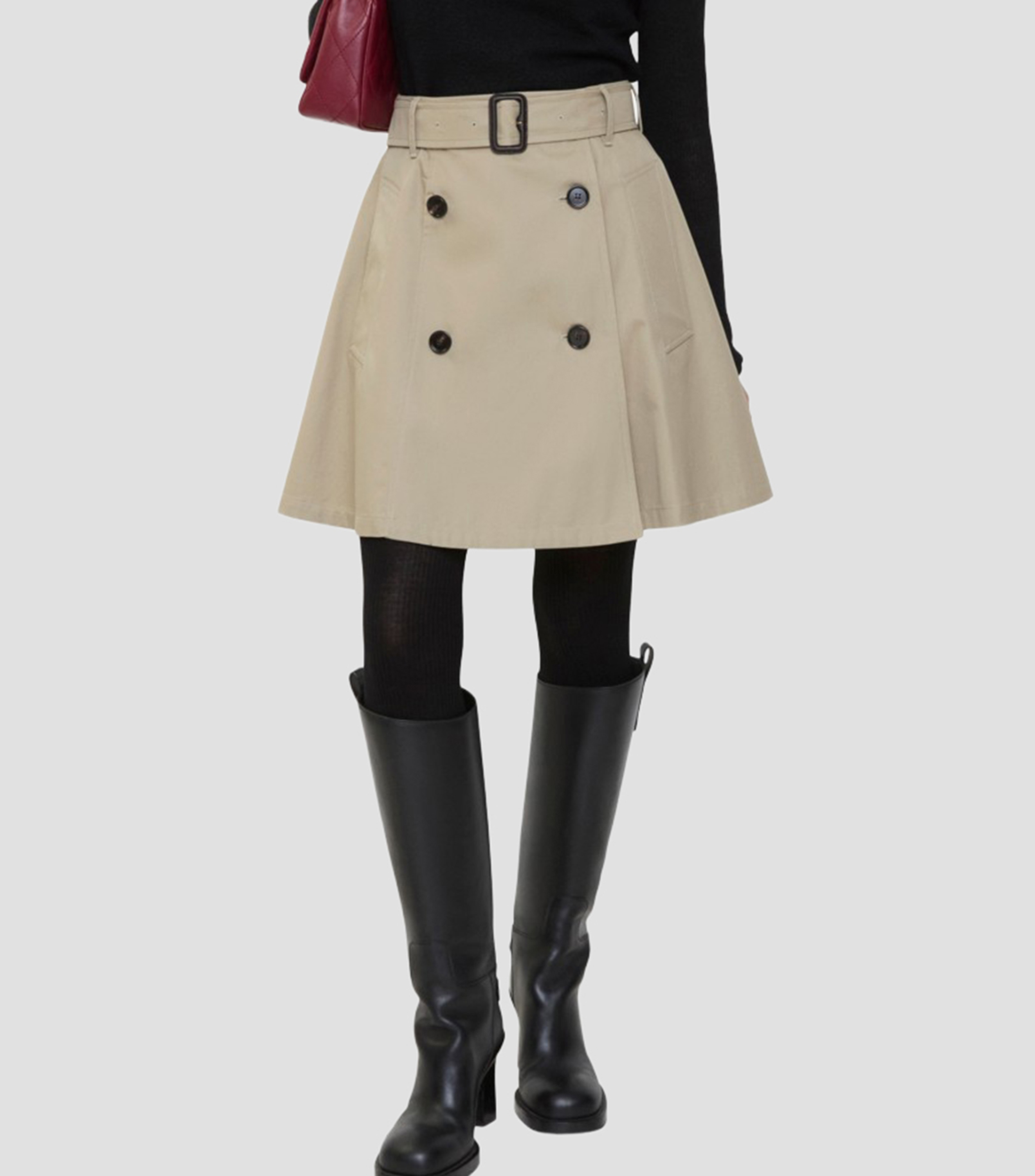 Falda mini estilo trench coat de corte A lisa Mujer