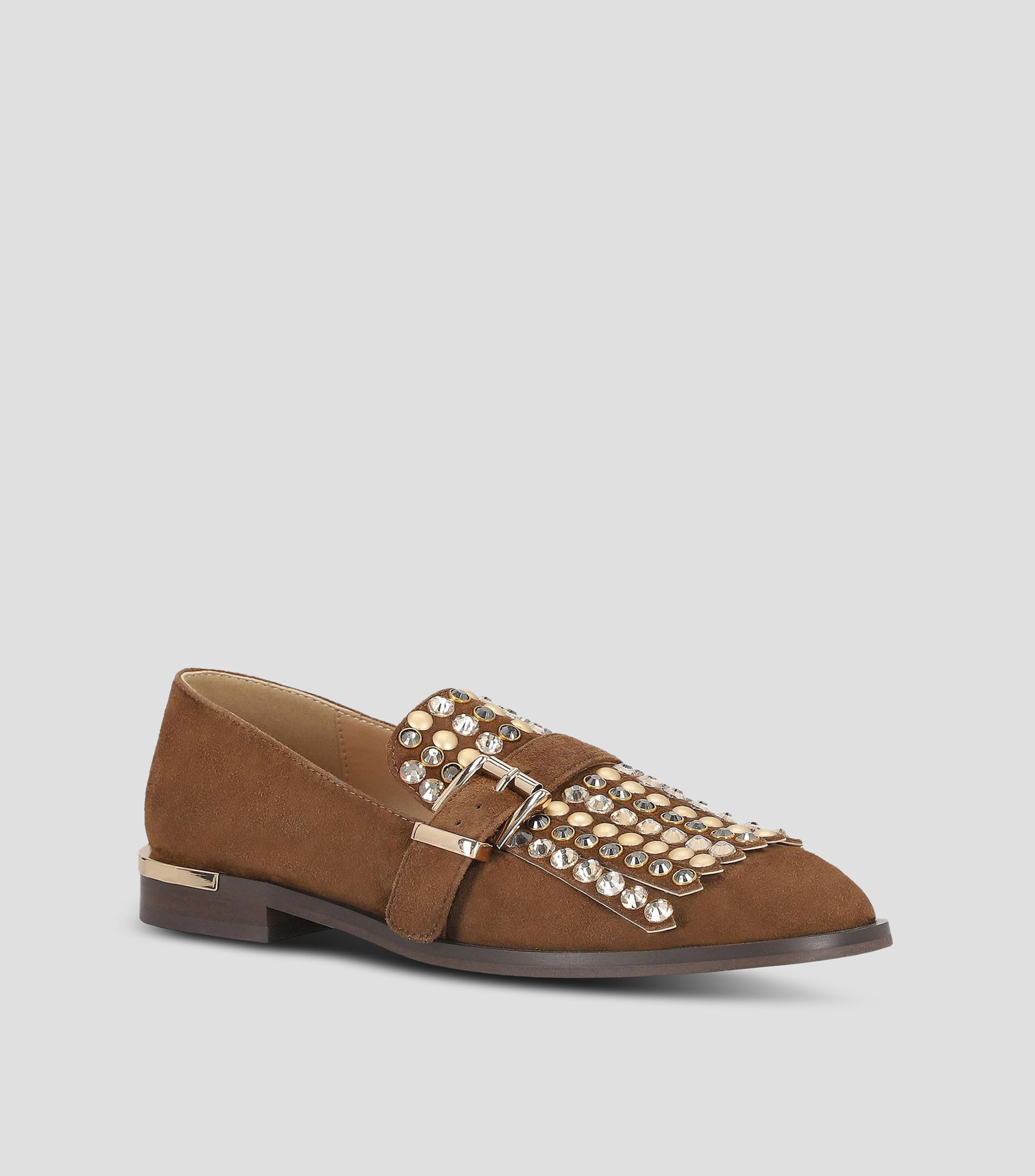Mocasines de piel con flequillos Mujer