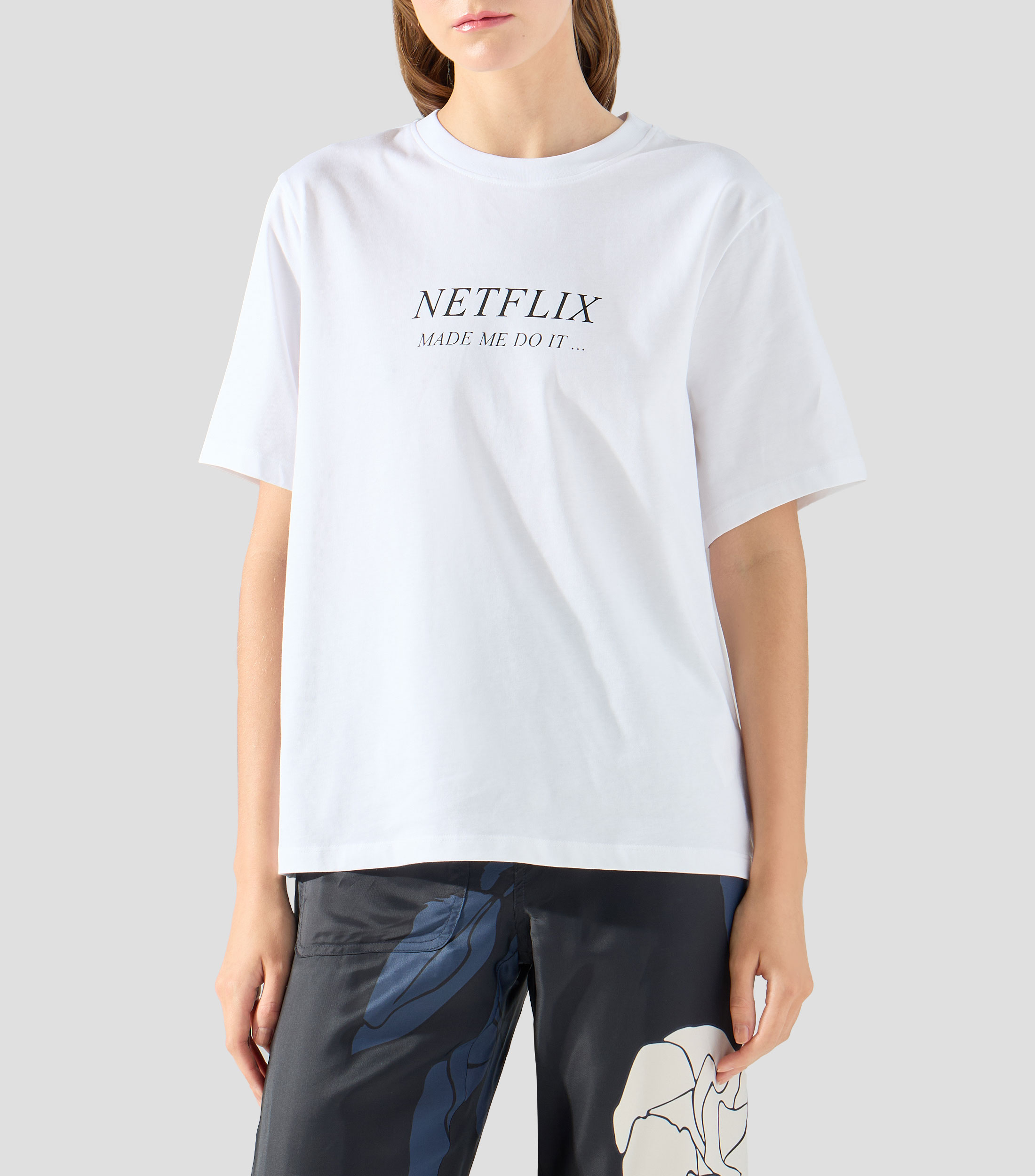 Playera de cuello redondo con manga corta estampada Mujer