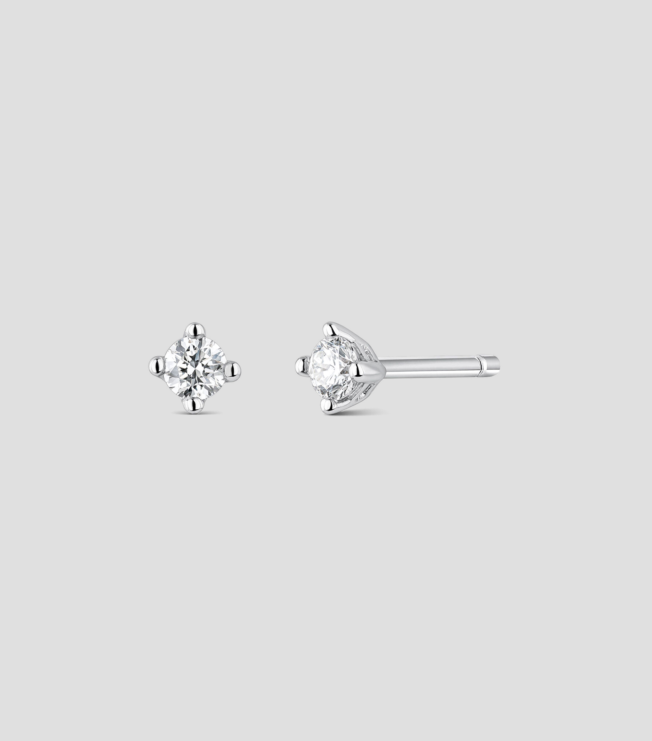 Pendientes Solitario de Oro Blanco de 18 Kilates Con Diamante Mujer
