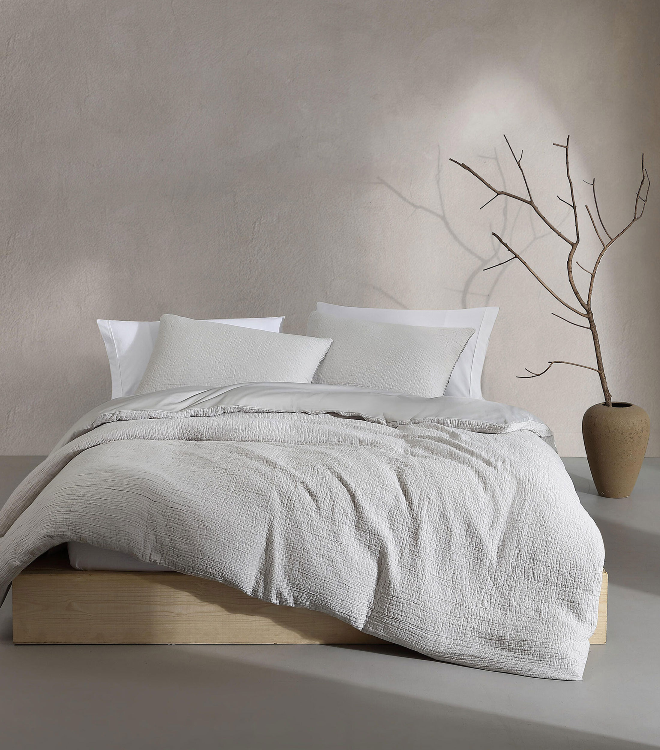 Juego de Funda para Duvet King Size de algodón Washed Texture gris
