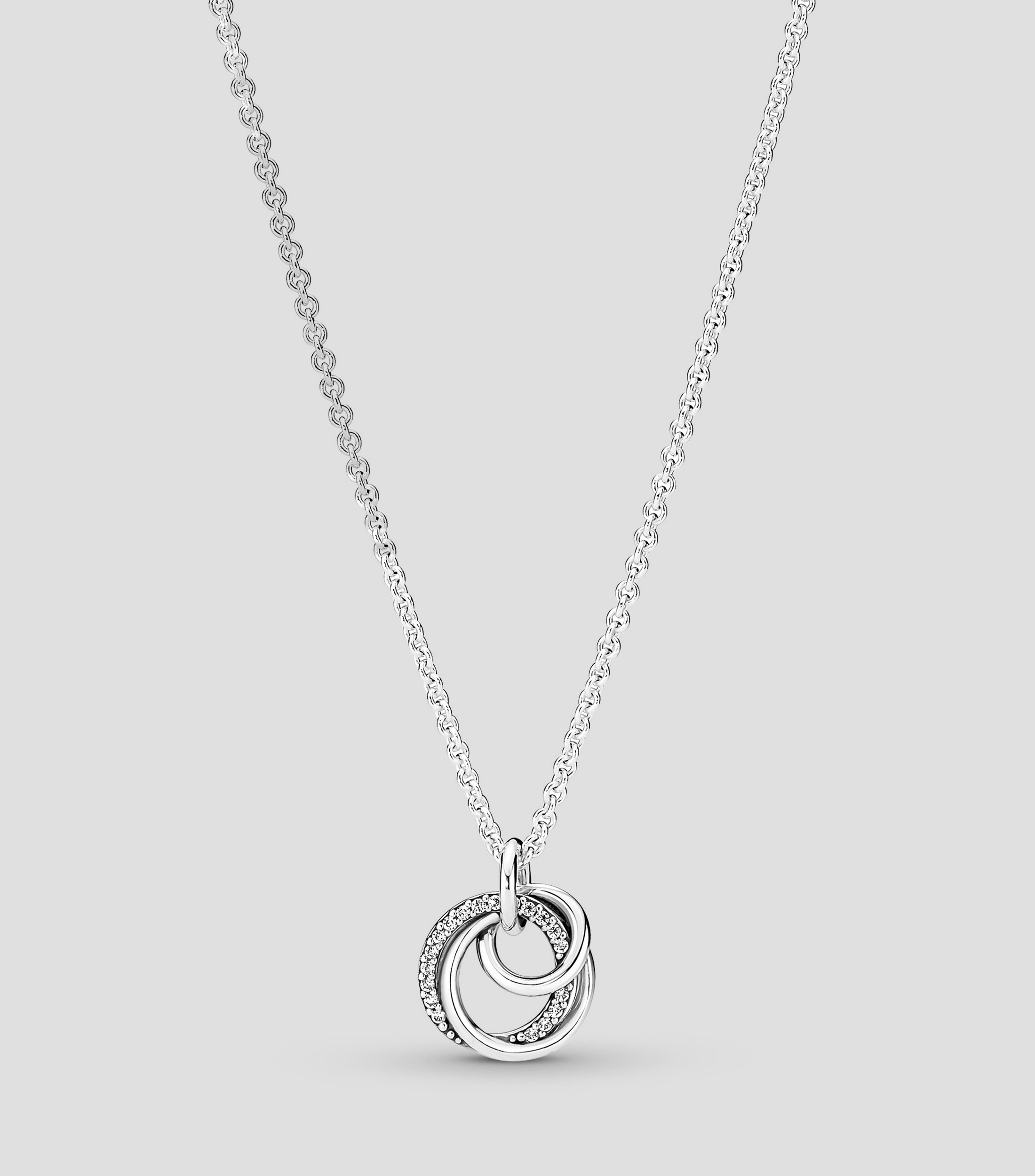 Collar Argollas en Plata .925 con Zirconias Mujer