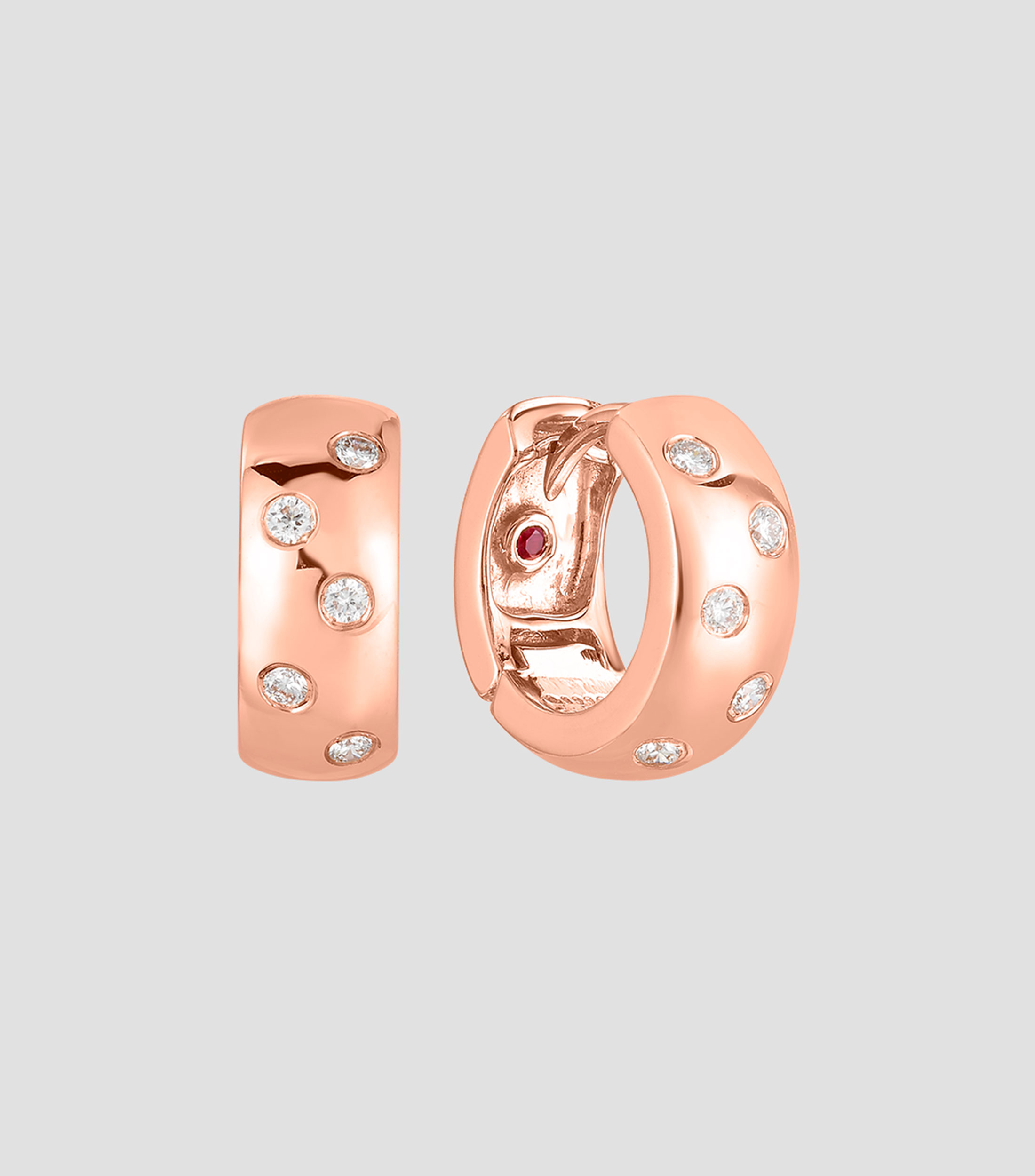 Aretes en oro rosa de 18 kilates Diamond Hoops con diamantes Mujer