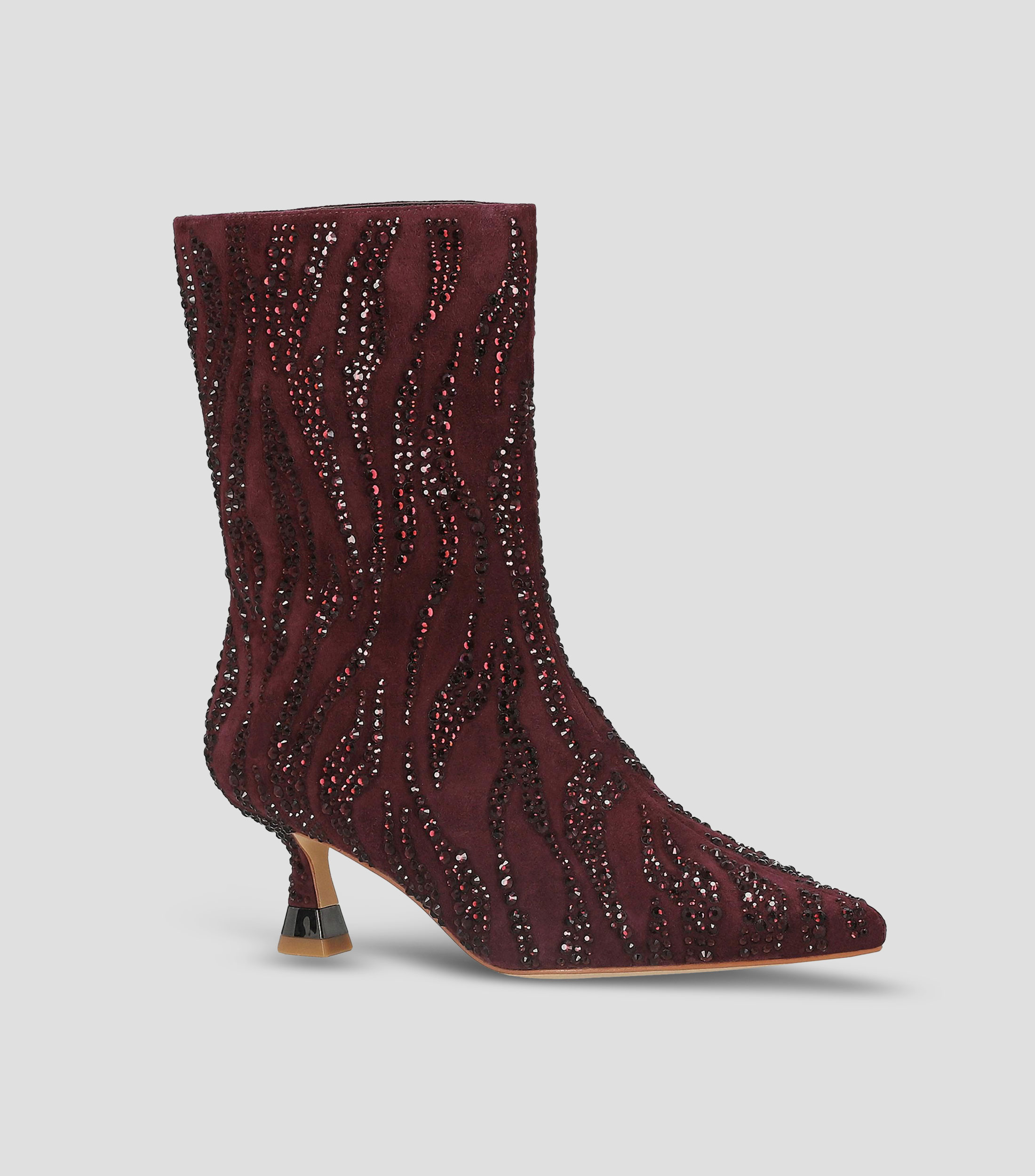 Botines de piel con tacón medio de aguja Mujer