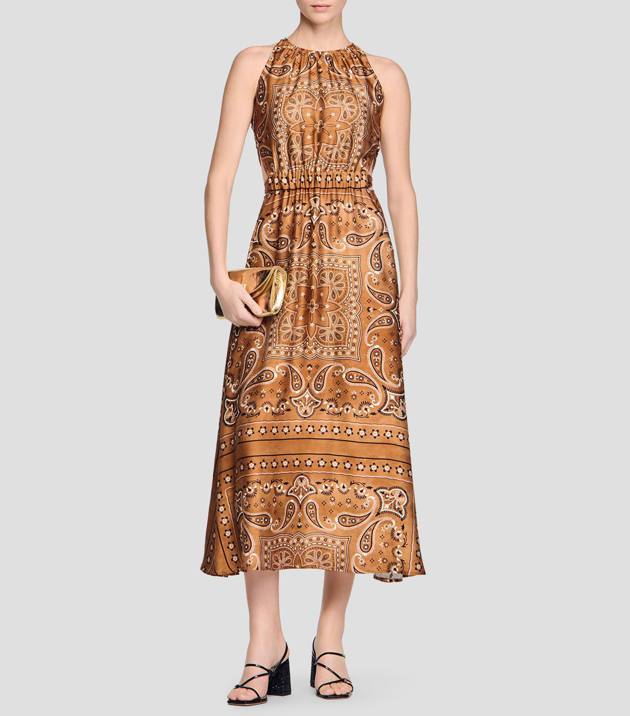 Vestido midi con estampado Mujer