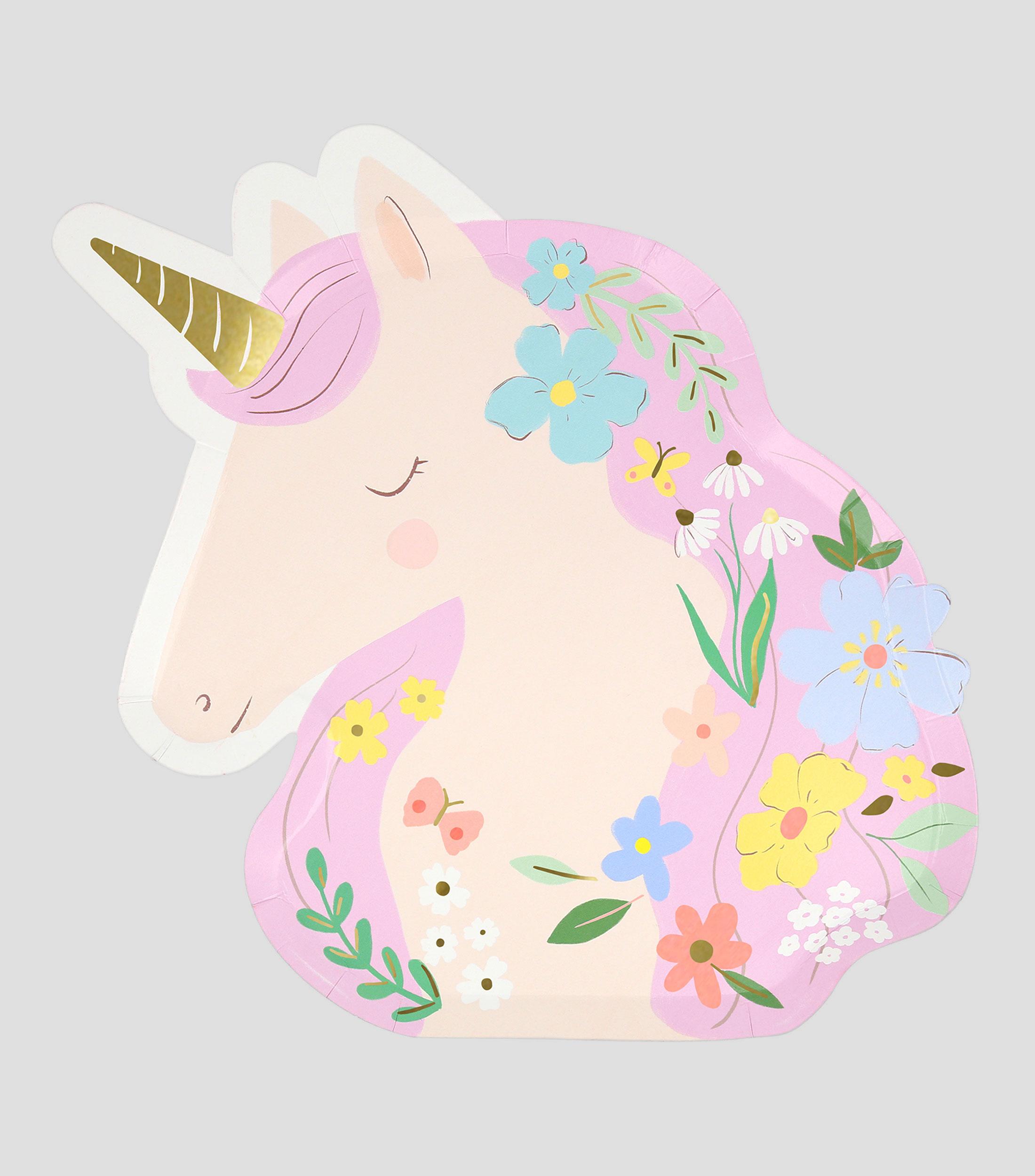 Platos Unicornio y flores silvestres