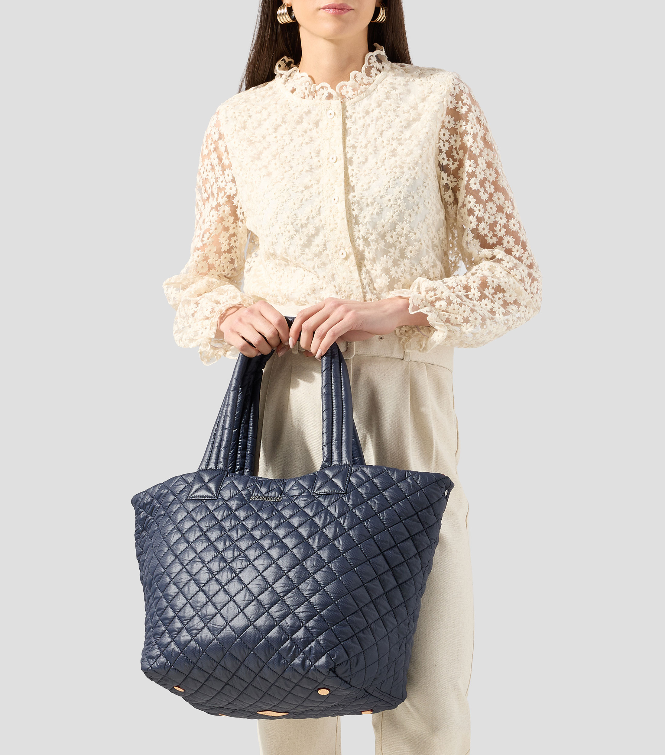 Bolsa tote mediana Metro Deluxe azul lisa Mujer