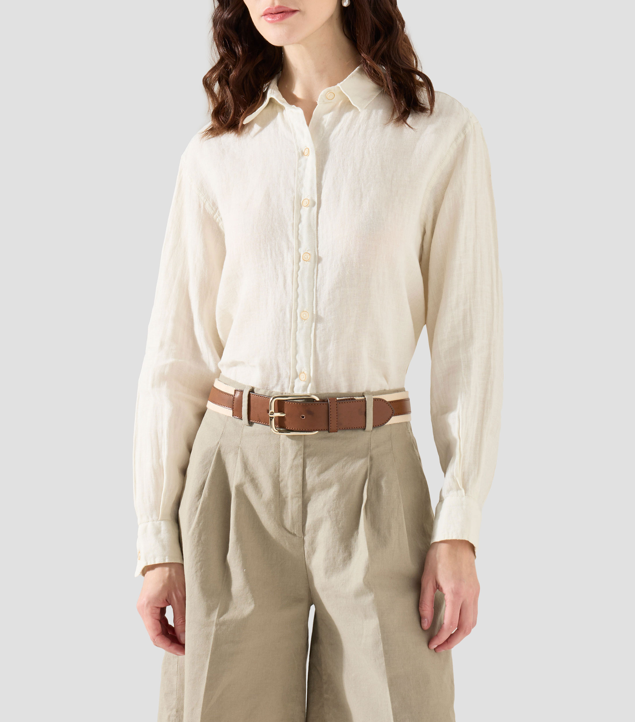Camisa lisa manga larga Mujer