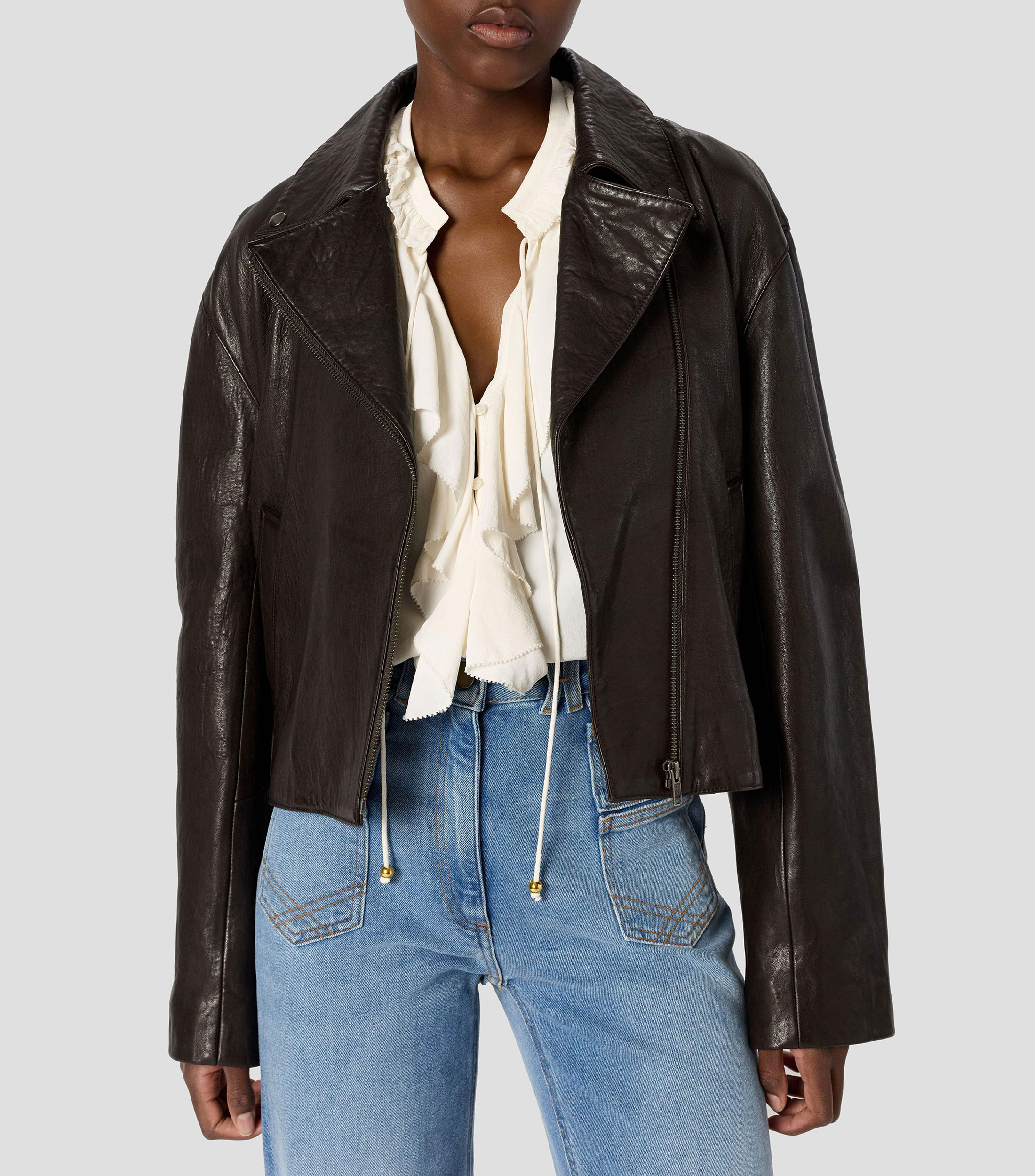 Chamarra biker de piel Mujer