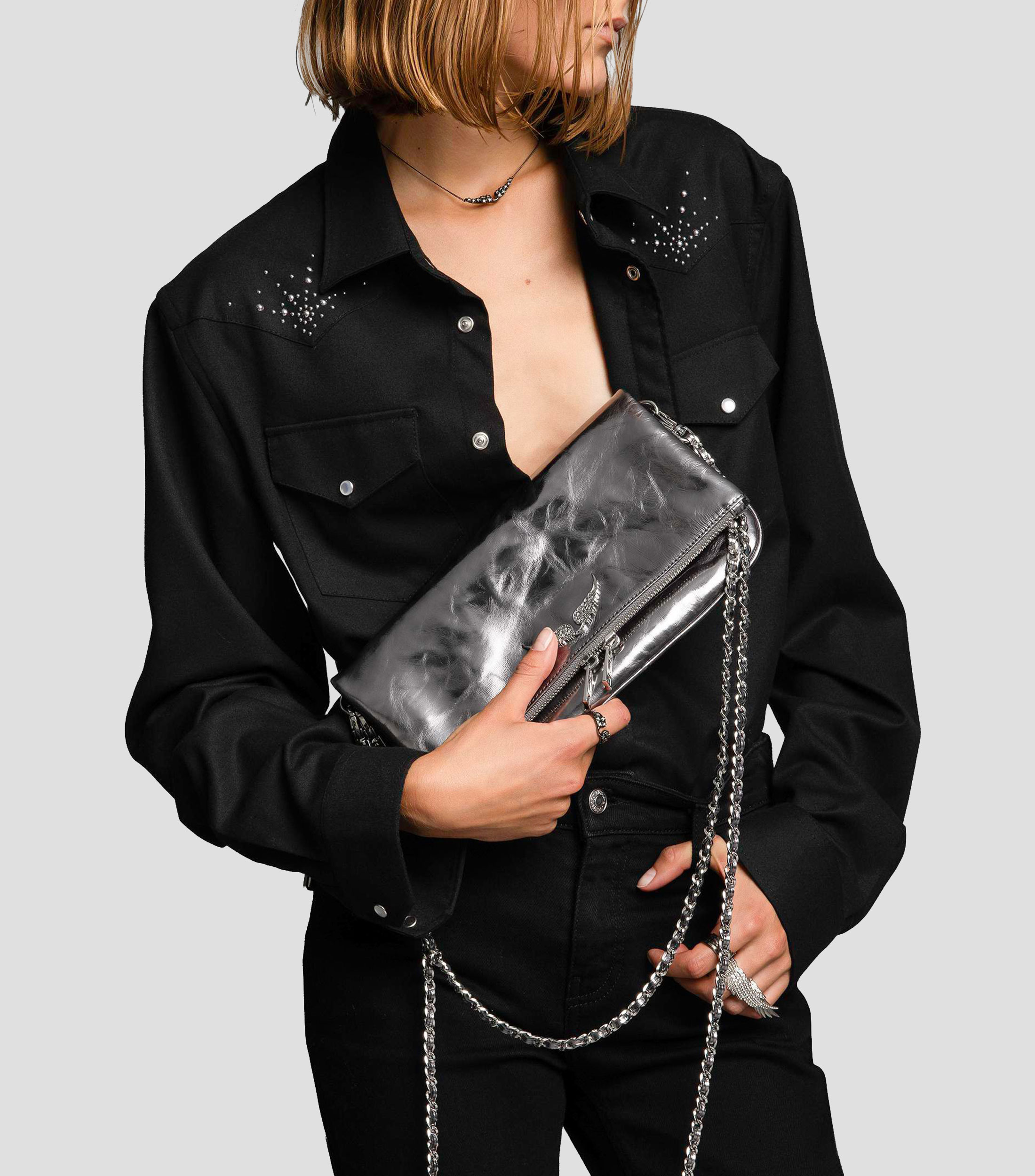Bolsa Crossbody en piel Rock Vintage lisa Mujer