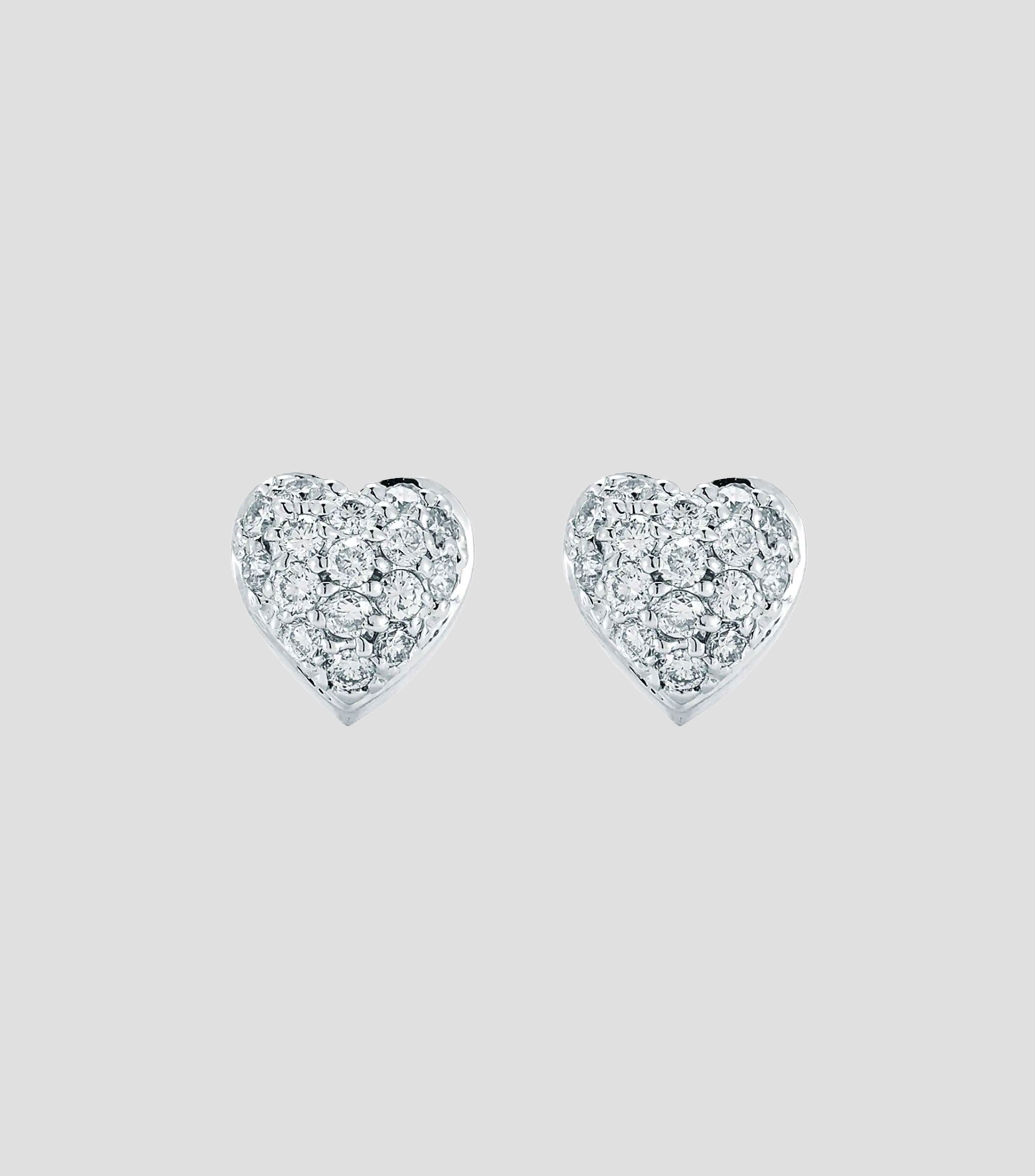 Aretes de corazón en oro blanco de 18 kilates con diamantes Tiny Treasures Mujer