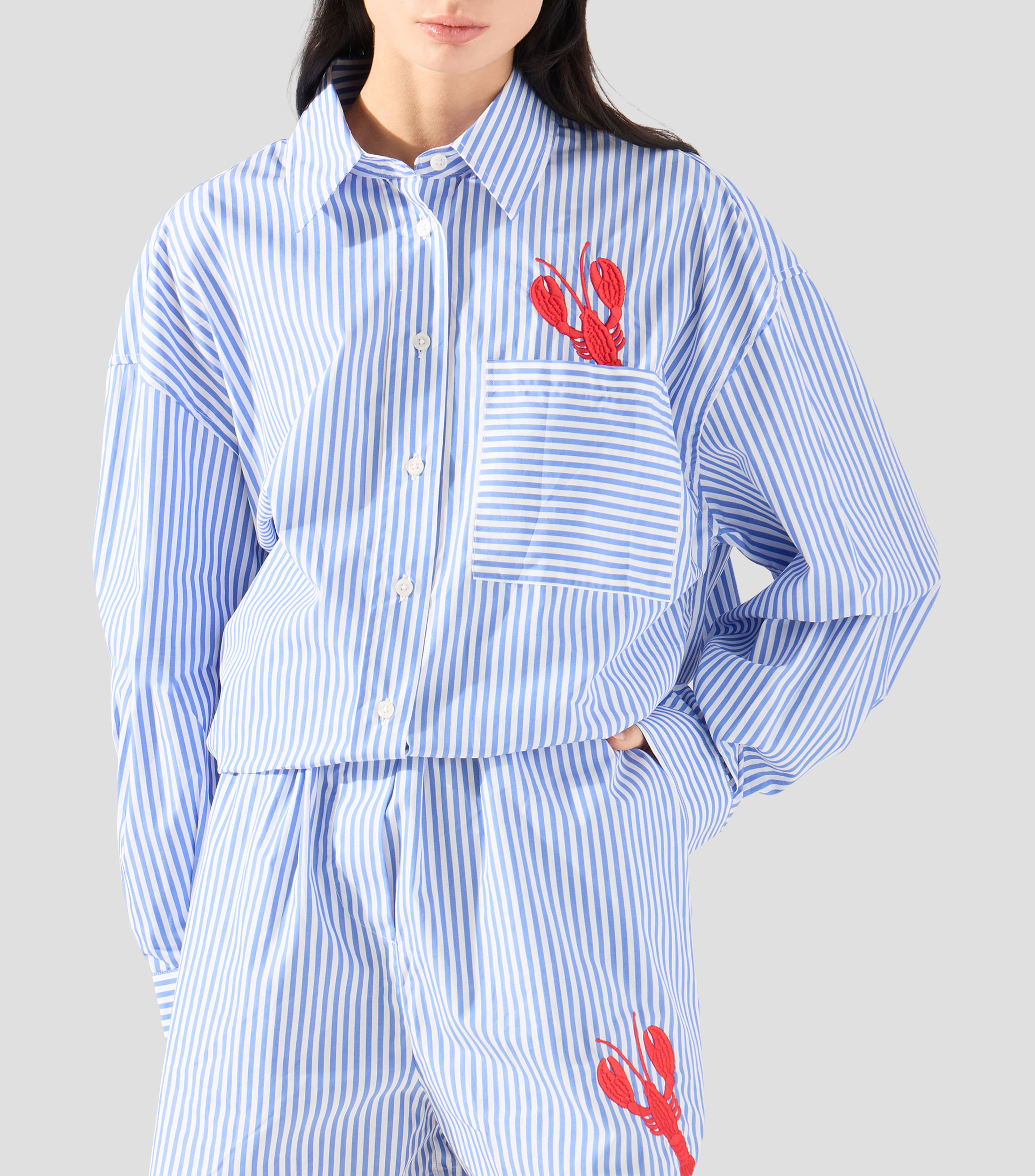 Camisa de rayas con manga larga Mujer