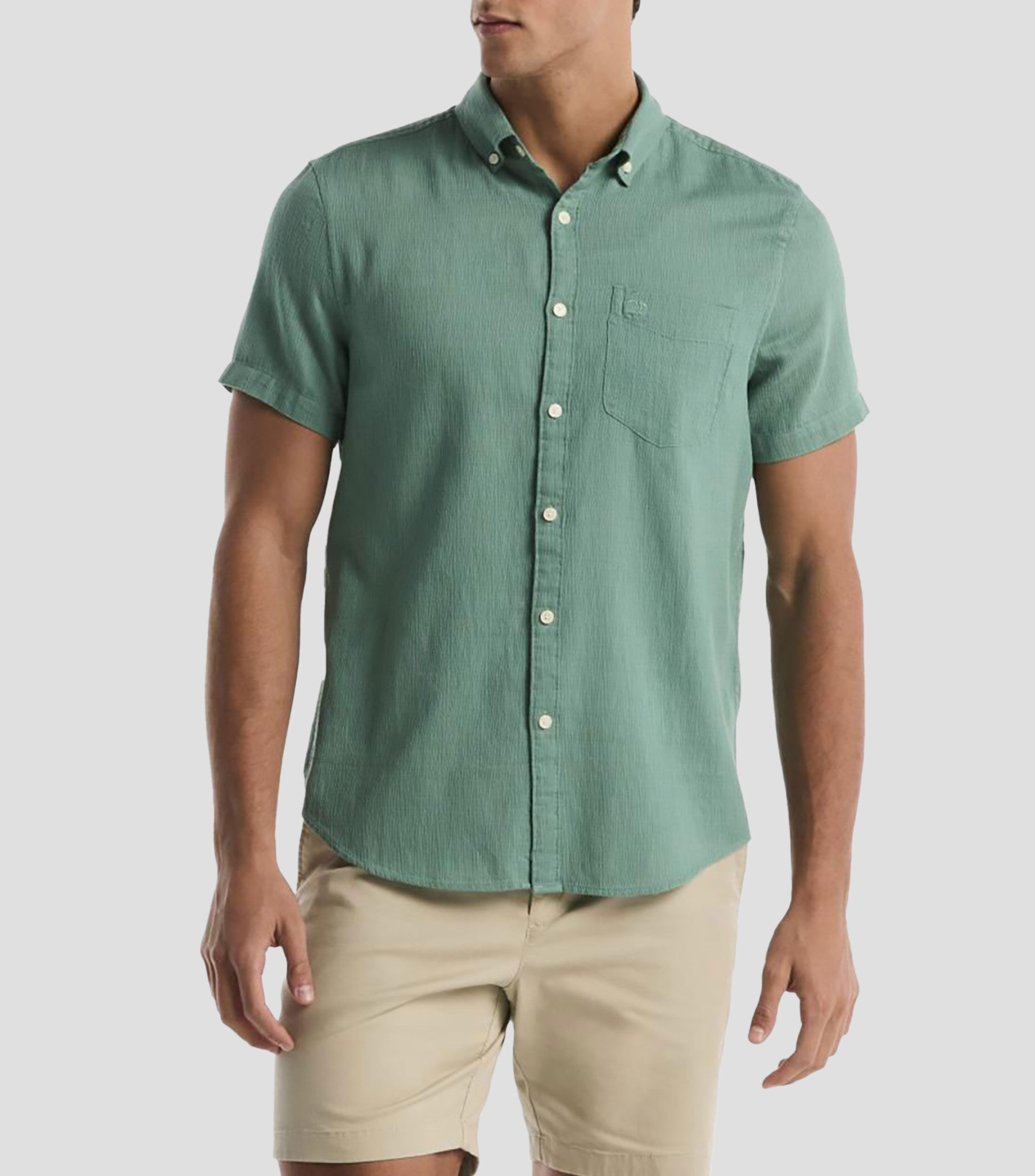 Camisa sólida manga corta Hombre