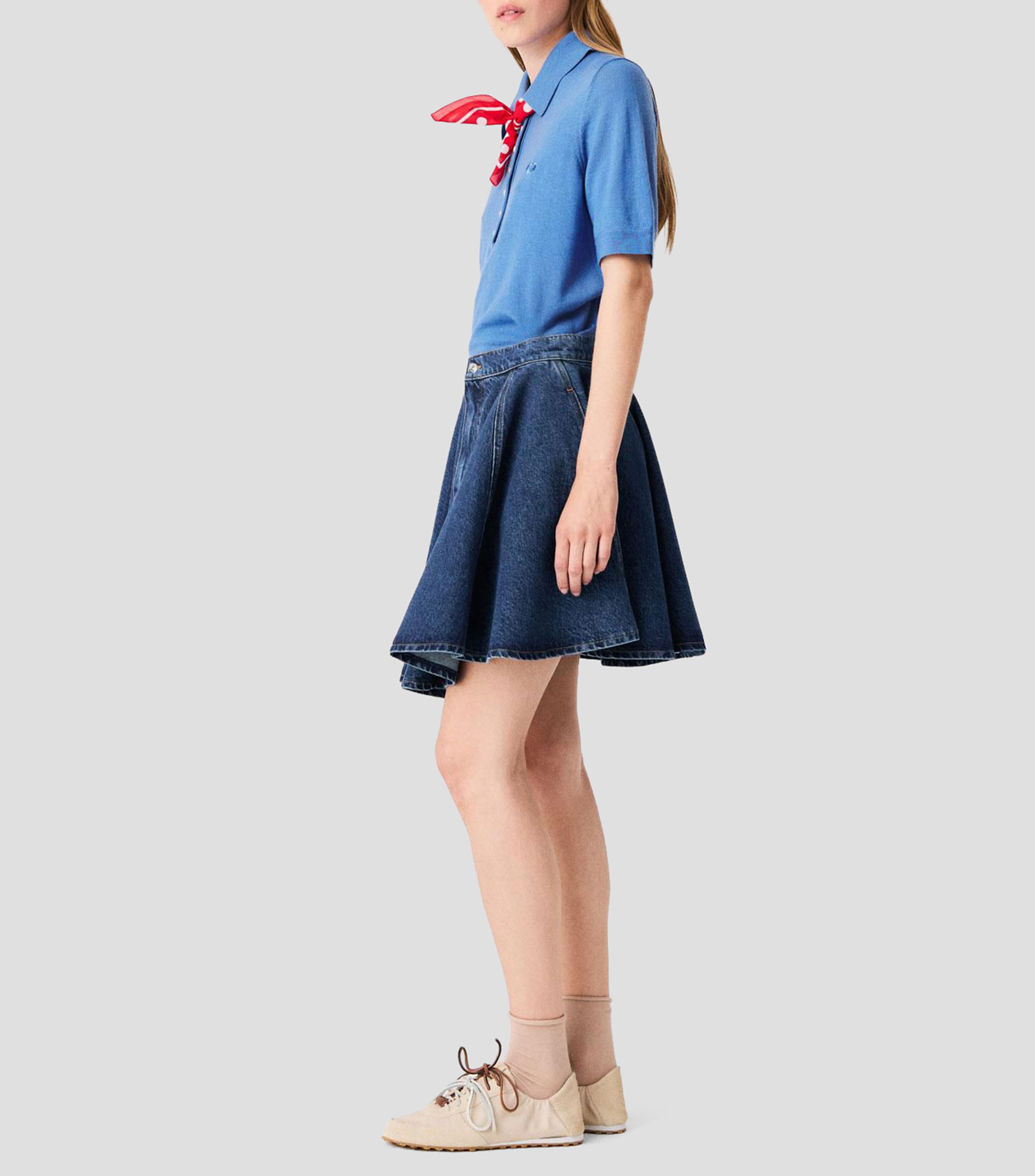 Falda corta de corte evasé con diseño liso Mujer