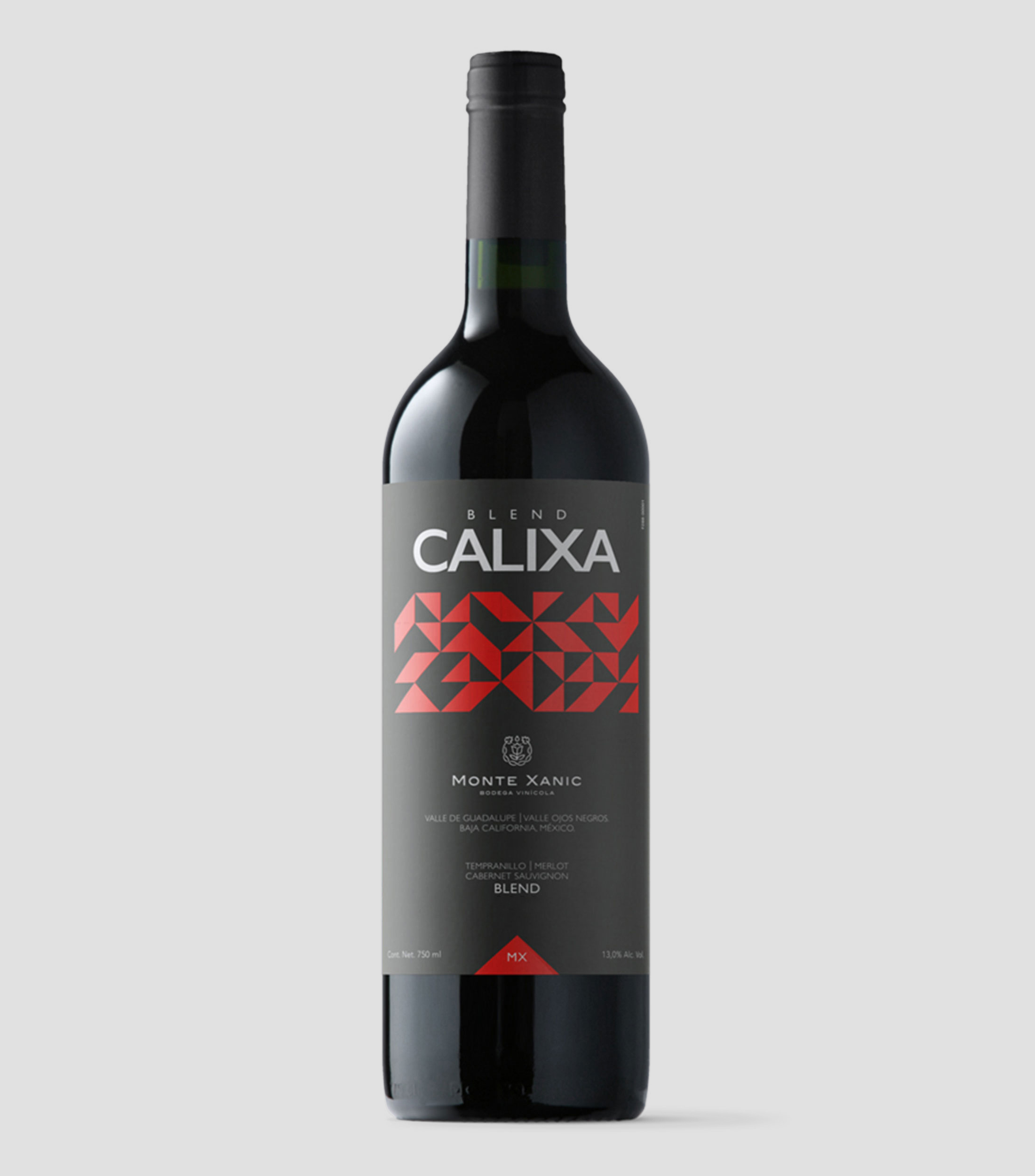 Vino Tinto Tempranillo-Merlot-Caberbet Sauvignon Calixa, México, 750 ml