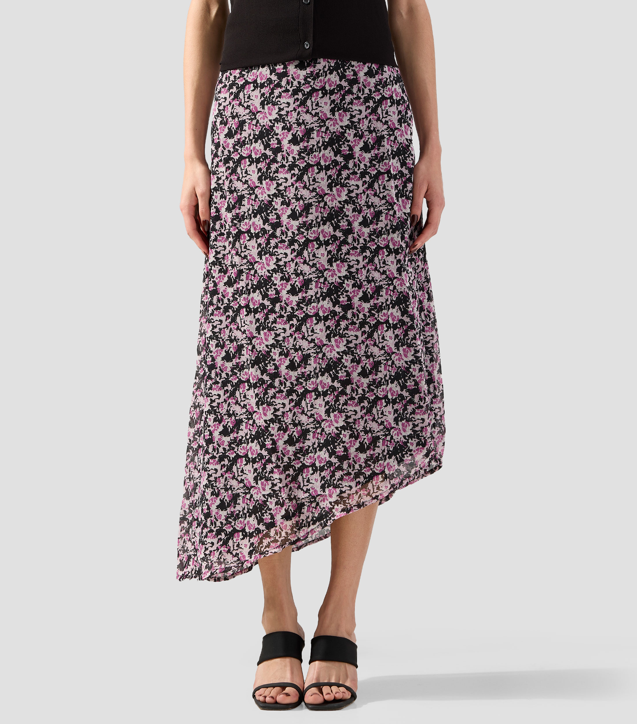 Falda midi de corte recto con estampado floral Mujer