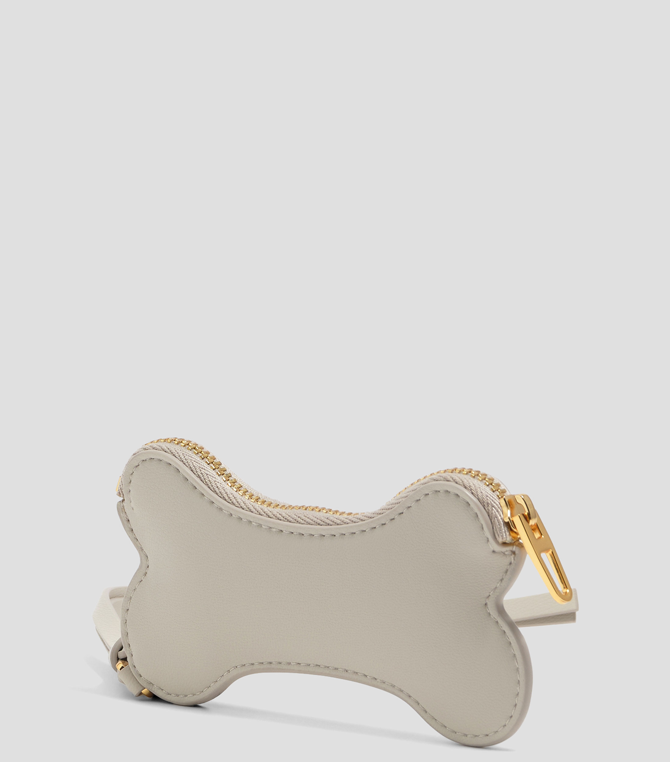 Monedero charm hueso en piel piedra Mujer