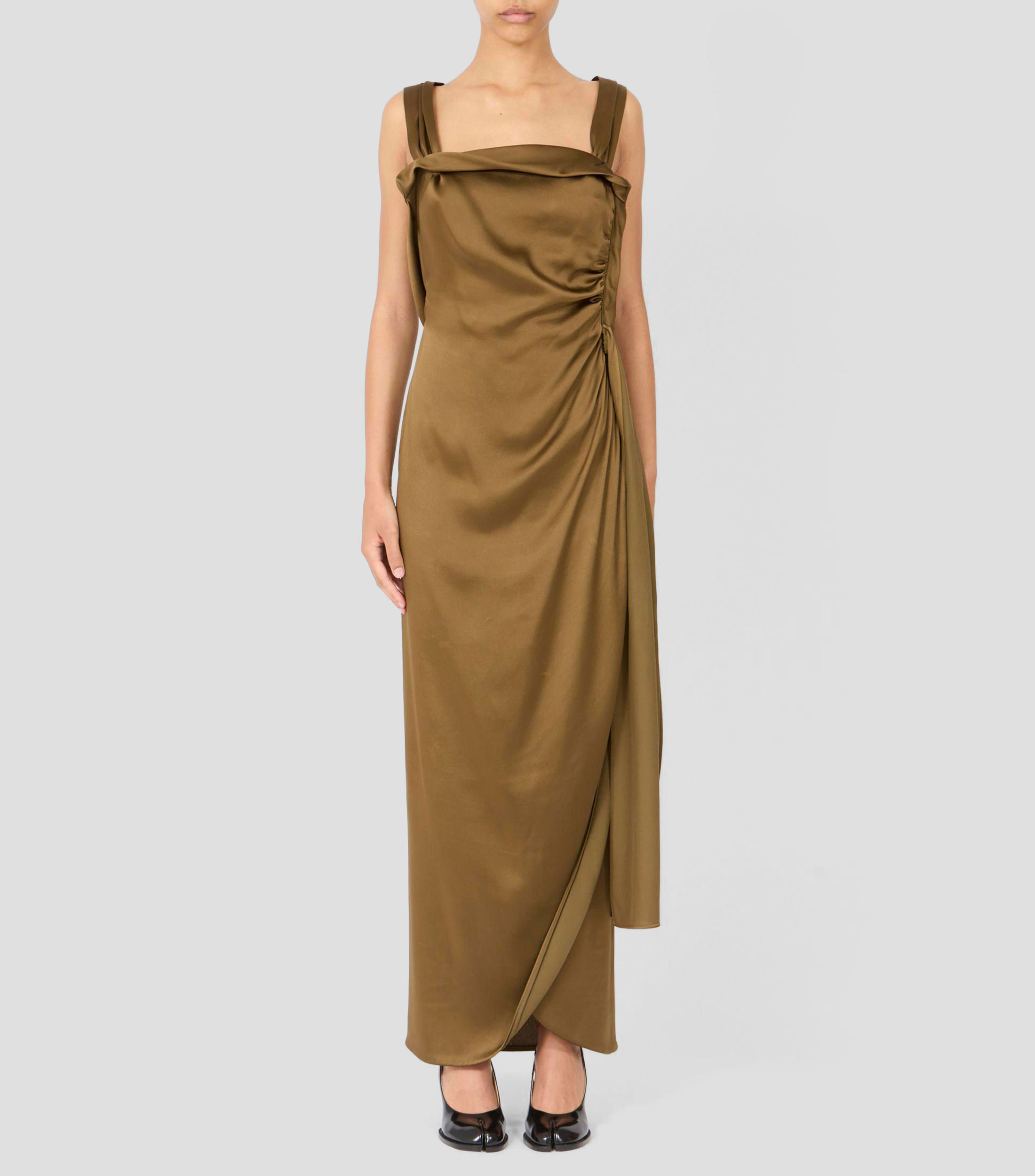 Vestido largo liso satinado Mujer