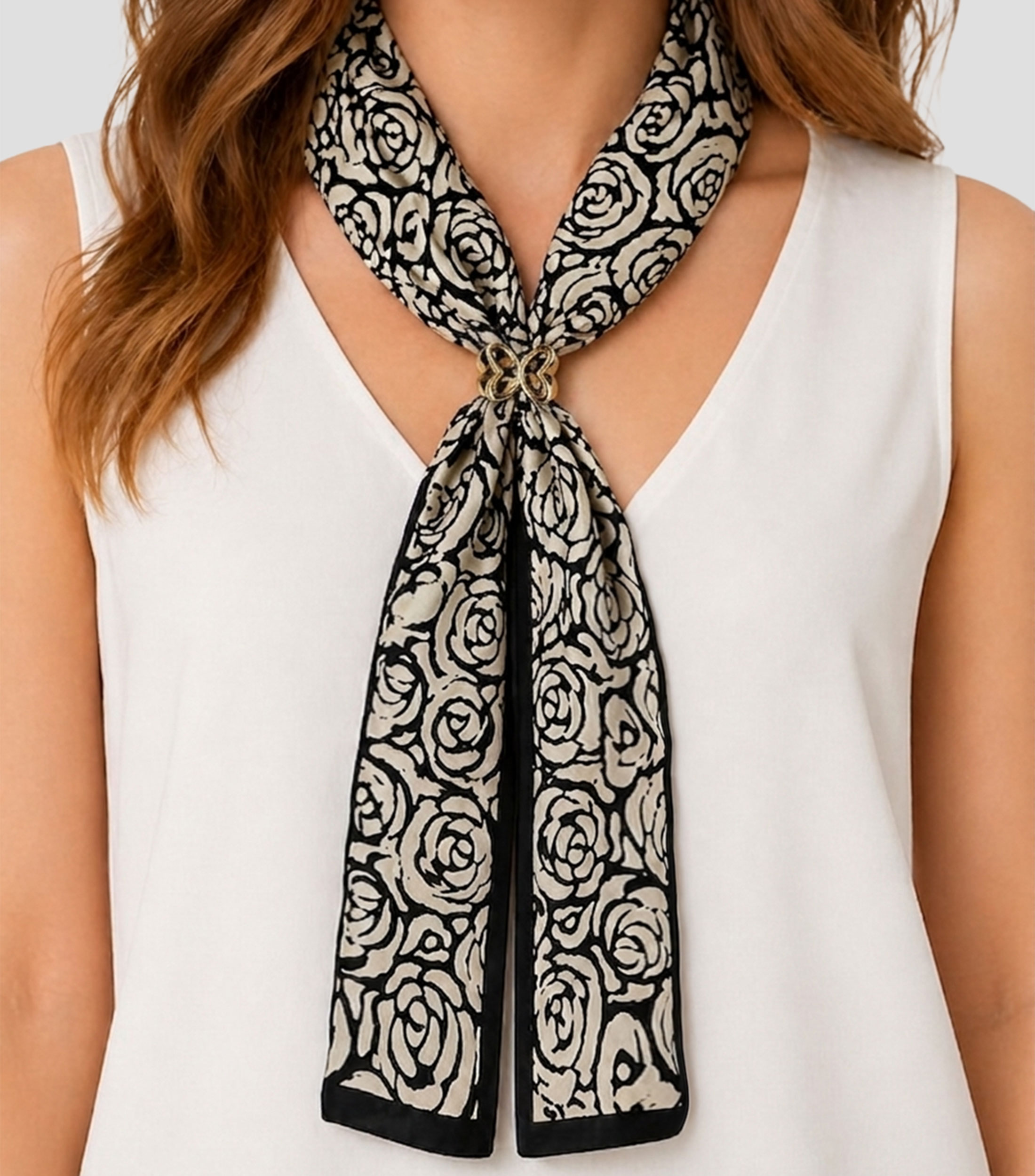 Mascada estampado floral con anillo Mujer