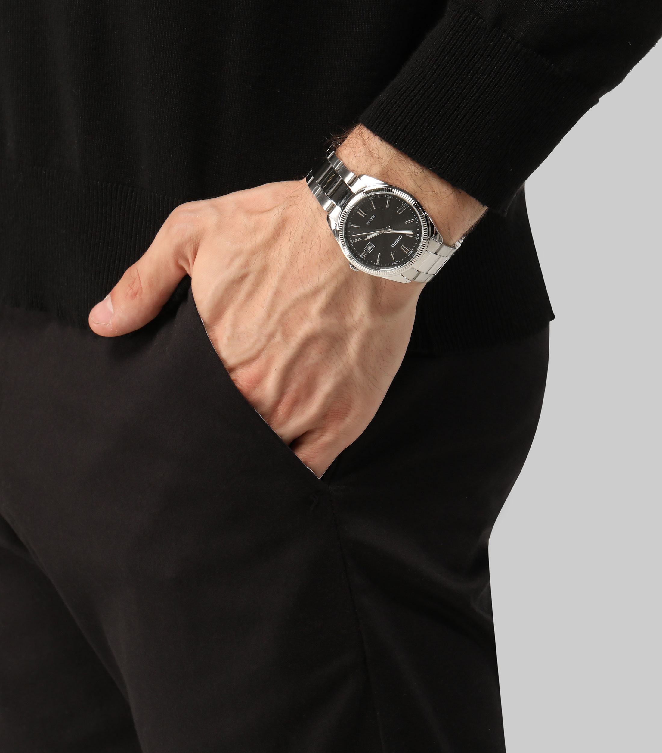 Reloj para Hombre Vintage Collection casual plateado, negro