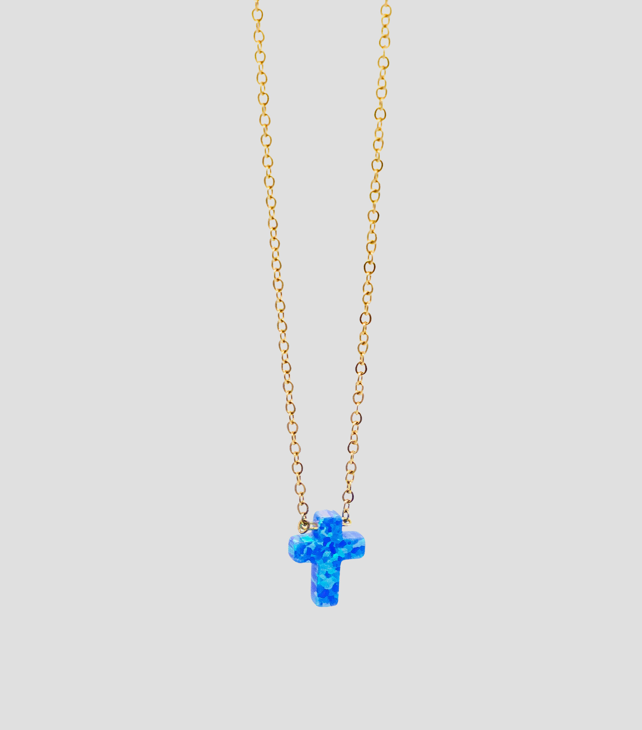 Collar mini cruz ópalo Mujer