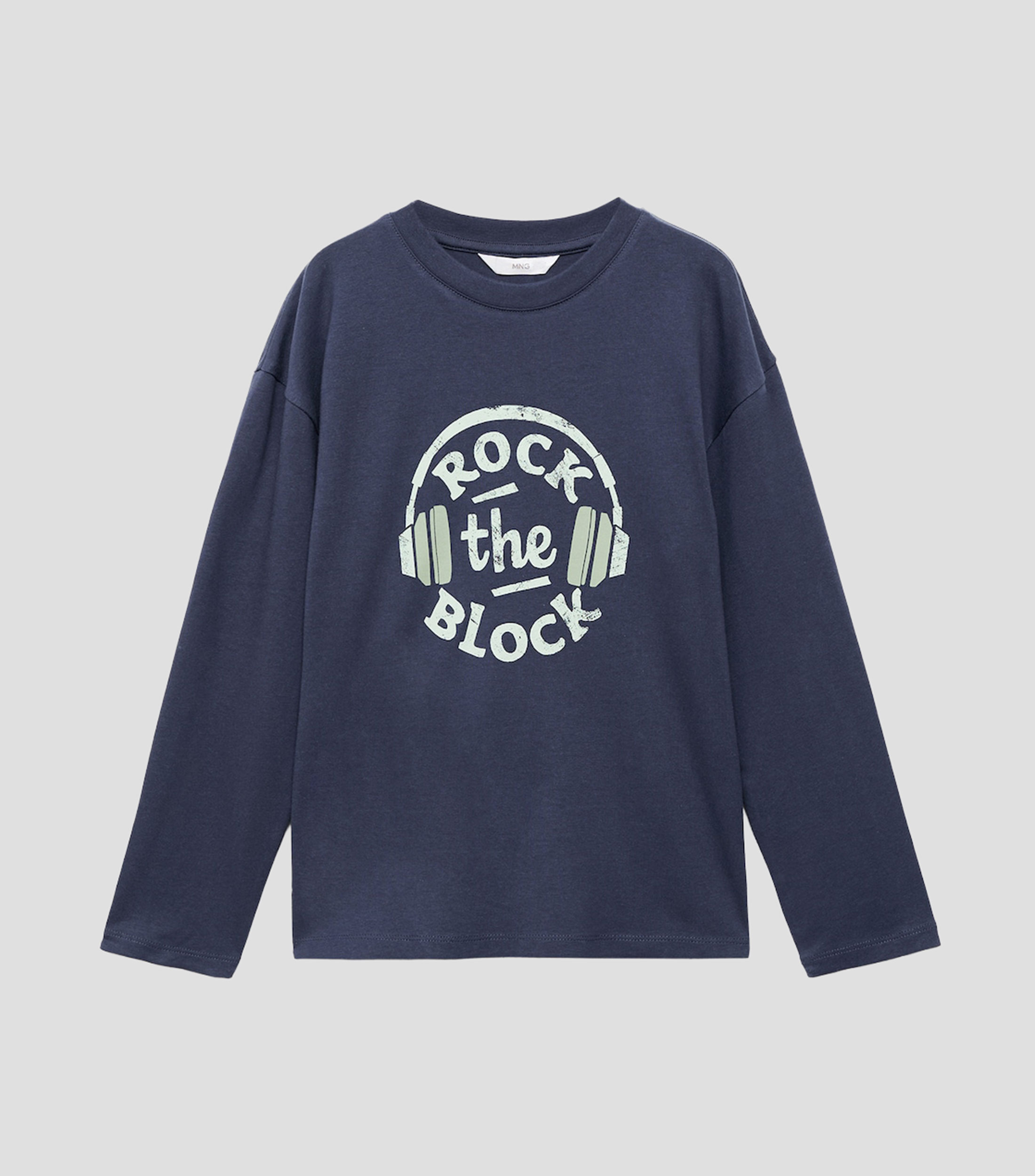 Playera cuello redondo manga larga estampada Niño