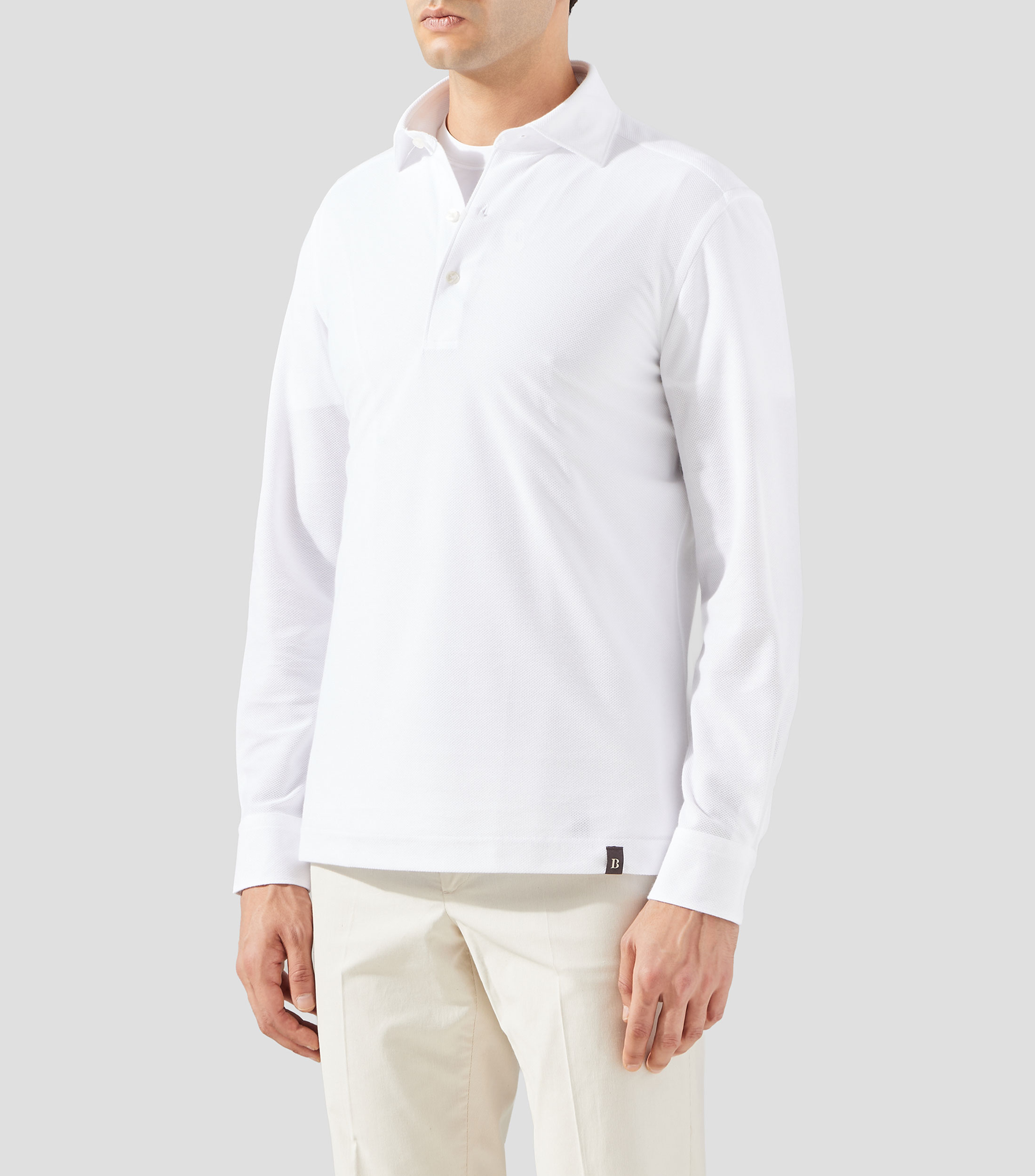 Playera tipo polo manga larga lisa Hombre