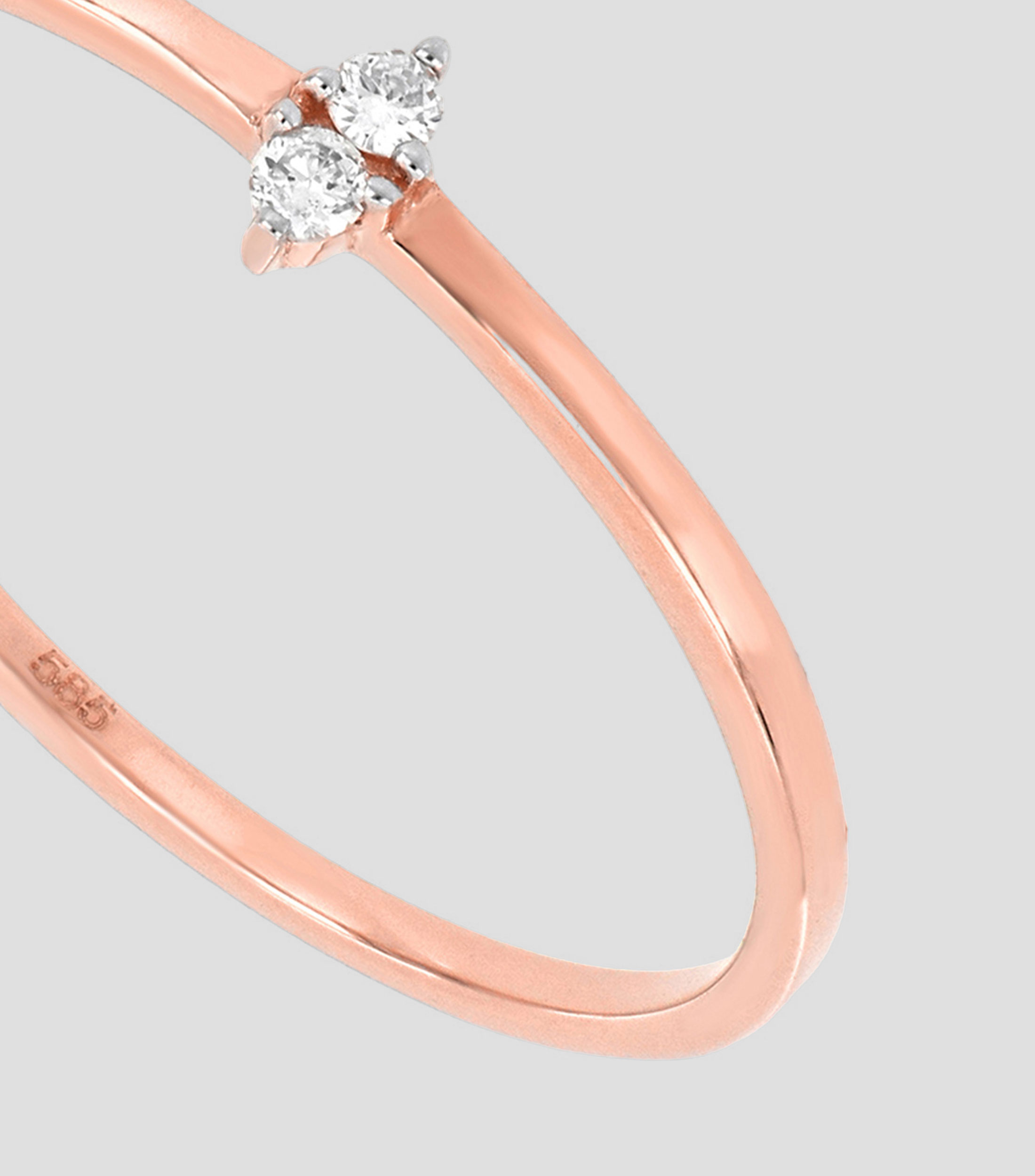 Anillo de oro rosa 18 Kts con diamante Mujer