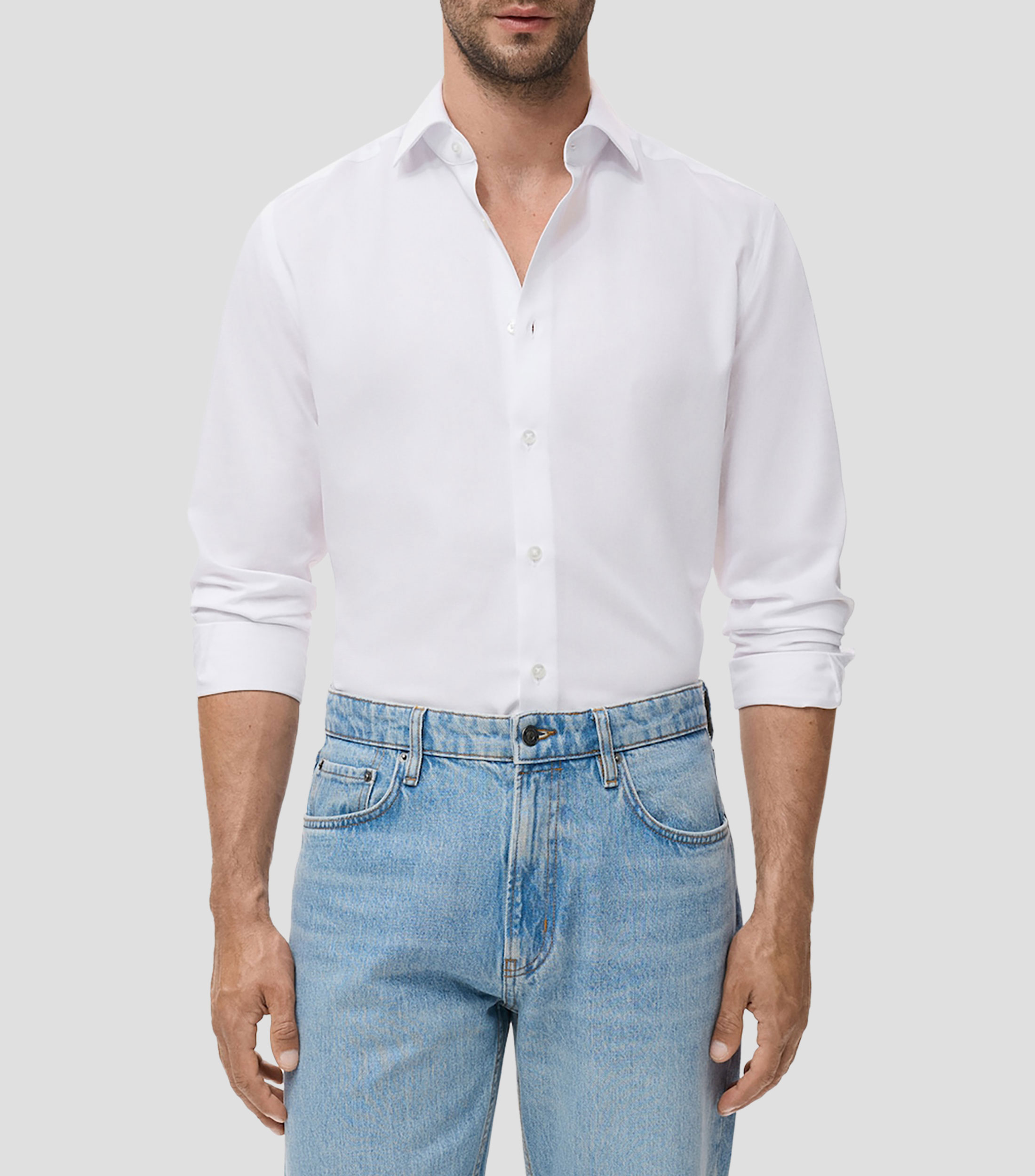 Camisa lisa manga larga Hombre